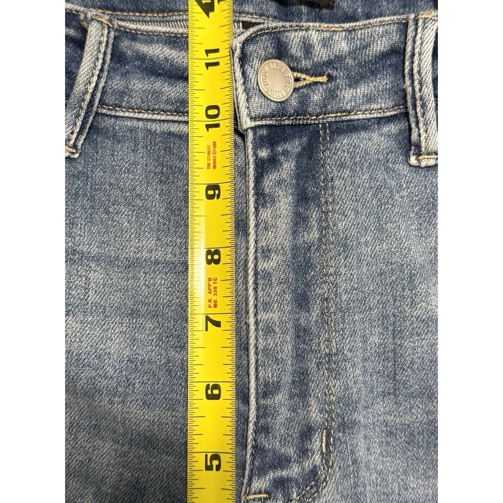 Denime VINTAGE? No — Judy Blue Womens Jeans Wide Leg Denim Blue 5/27 Raw Hem Size 27" / US 4 / IT 40 - 4 Thumbnail