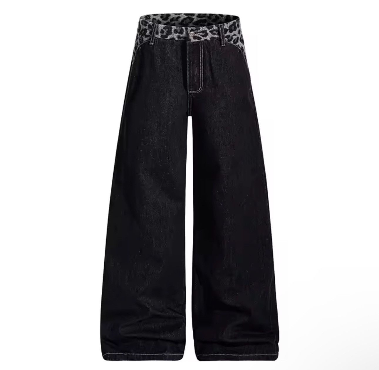 Other Patchwork Leopard Fur Streetwear Wide Leg Jeans Pants y2k Size US 32 / EU 48 - 1 Thumbnail