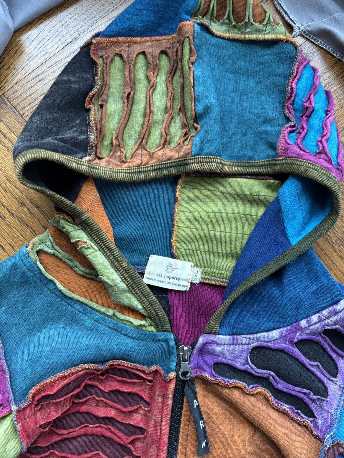 Japanese Brand × Vintage 2000s Vintage Patchwork Hoodie Zipup Ark Imports Nepal Hippi Size US S / EU 44-46 / 1 - 2 Thumbnail
