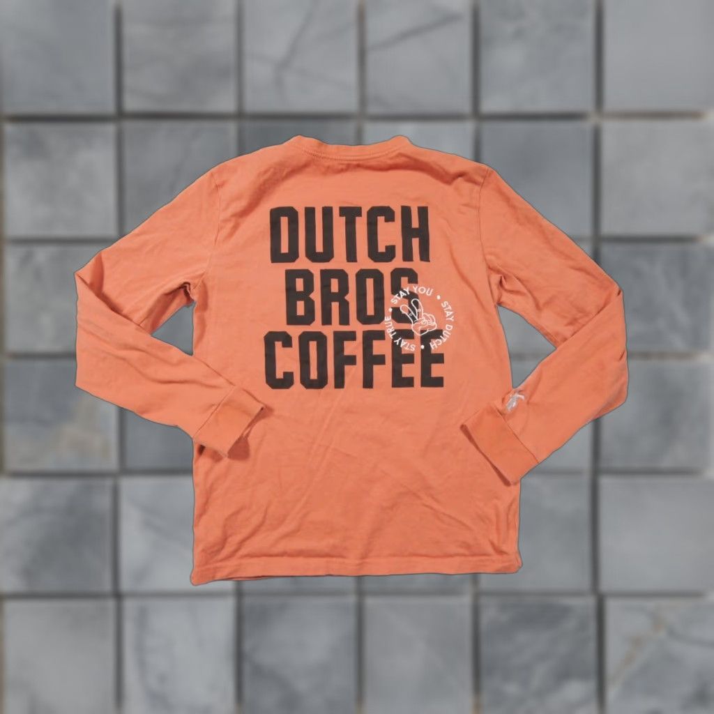 Vintage Dutch Bros Coffee Shirt Womens Medium Peach Long Sleeve Crewneck Ladies Tee Size M / US 6-8 / IT 42-44 - 1 Thumbnail