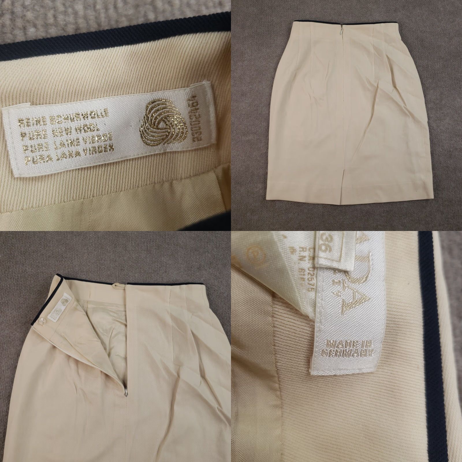 Escada VINTAGE ESCADA Women's Skirt Size 36 Ivory Wool Pencil Straight Casual All Seasons Size 25" / US 0 / IT 36 - 8 Thumbnail