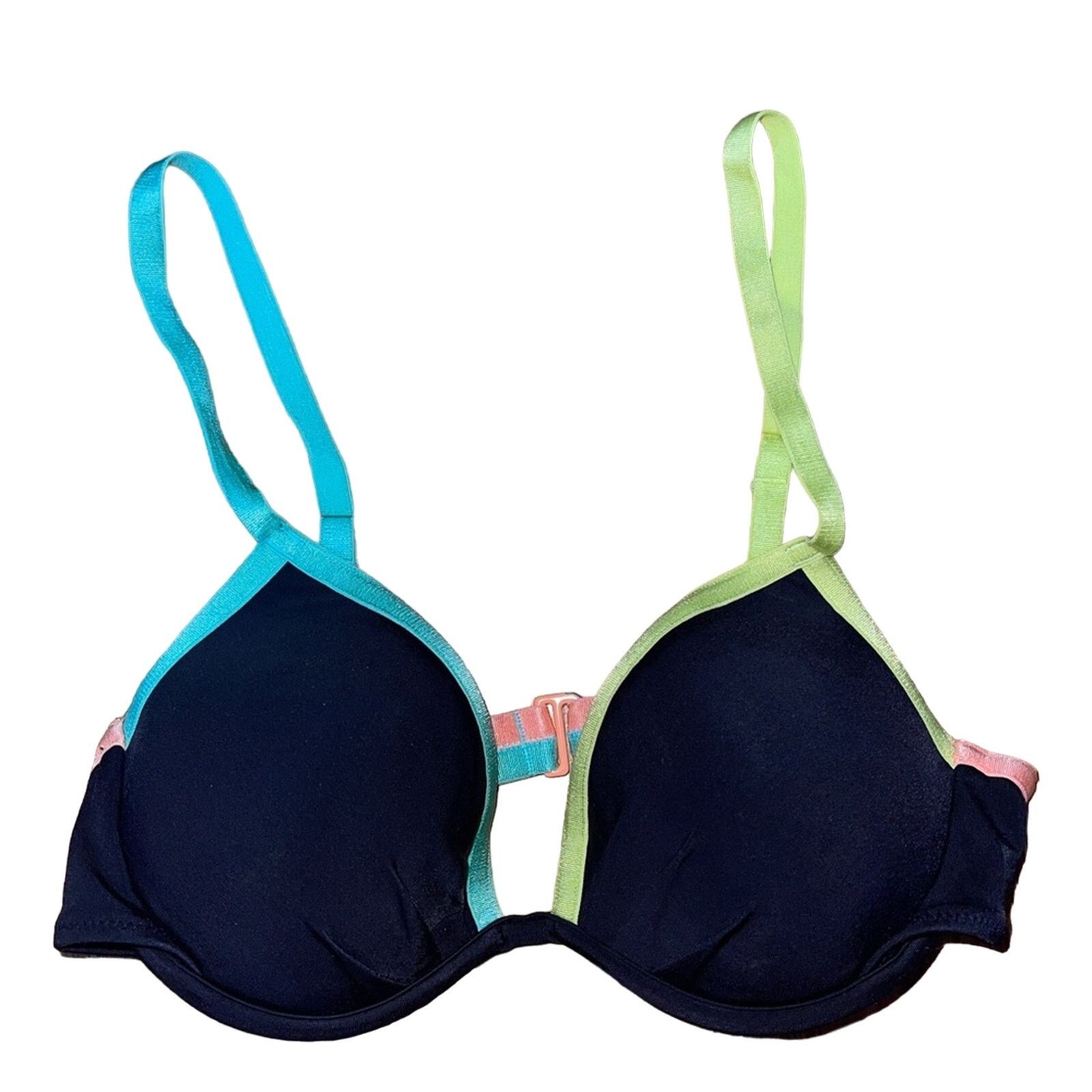 Victoria's Secret VICTORIA’S SECRET Black & Multicolored Straps Bra Top Sz 32B Size ONE SIZE - 1 Thumbnail