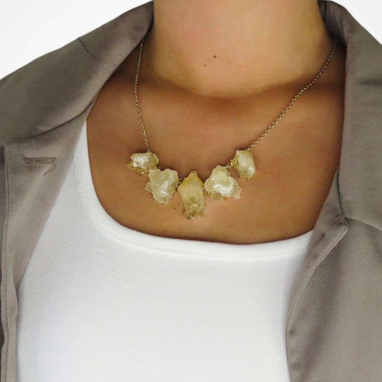 Vintage 90s Vintage Handmade Quartz Raw Stone Chunky Necklace Size ONE SIZE - 4 Thumbnail