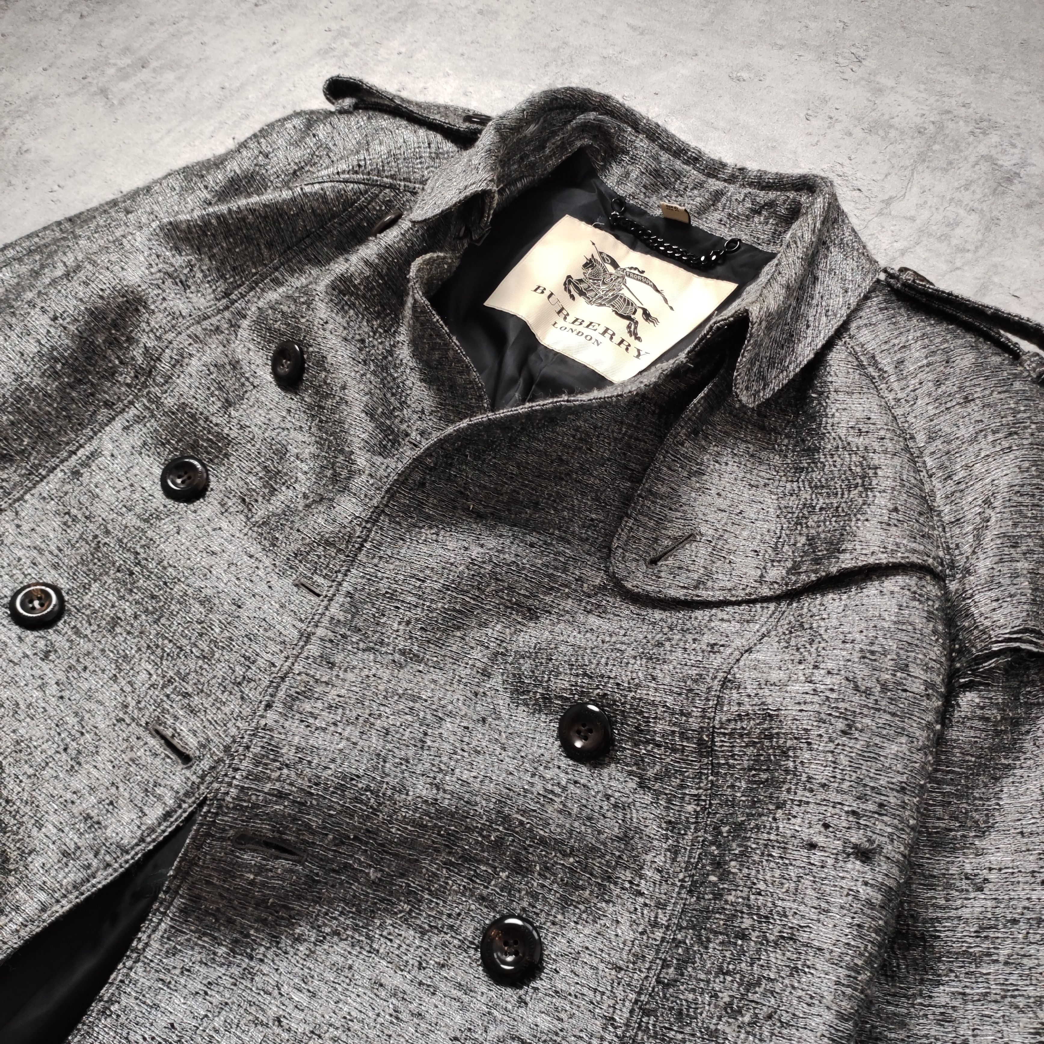 Burberry × Burberry Prorsum RARE Burberry London Main Line Gray Long Distressed Coat Size L / US 10 / IT 46 - 5 Thumbnail