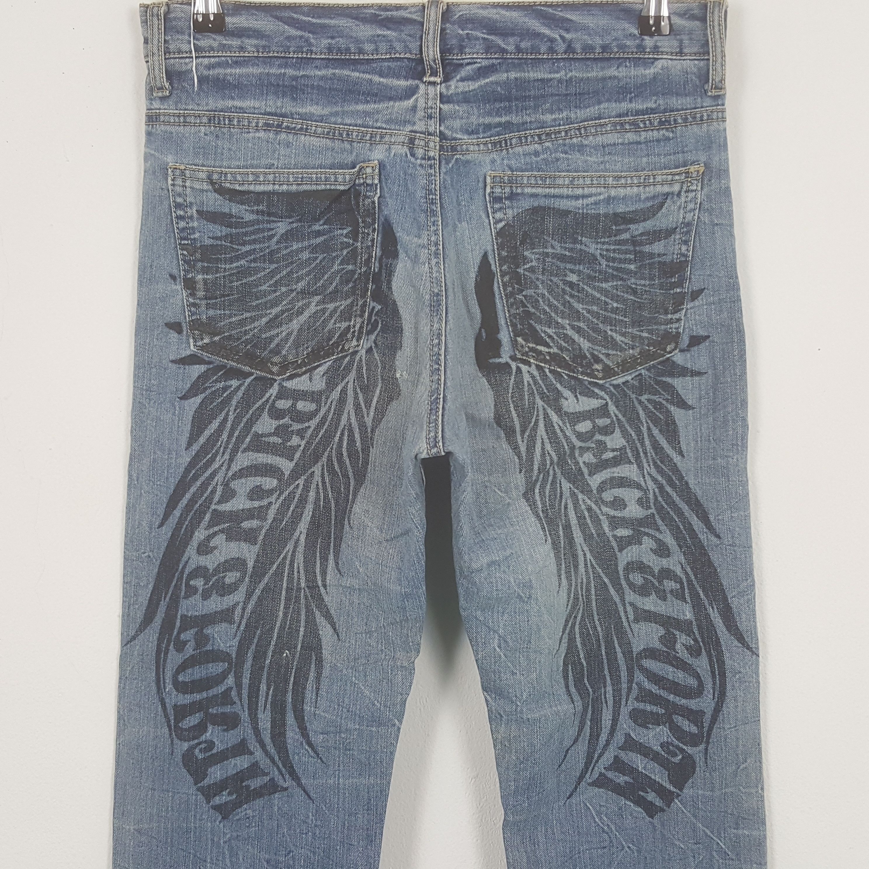 Japanese Brand Vintage Back & Forth Back Print Punk Style Denim Jeans Size US 31 - 2 Thumbnail