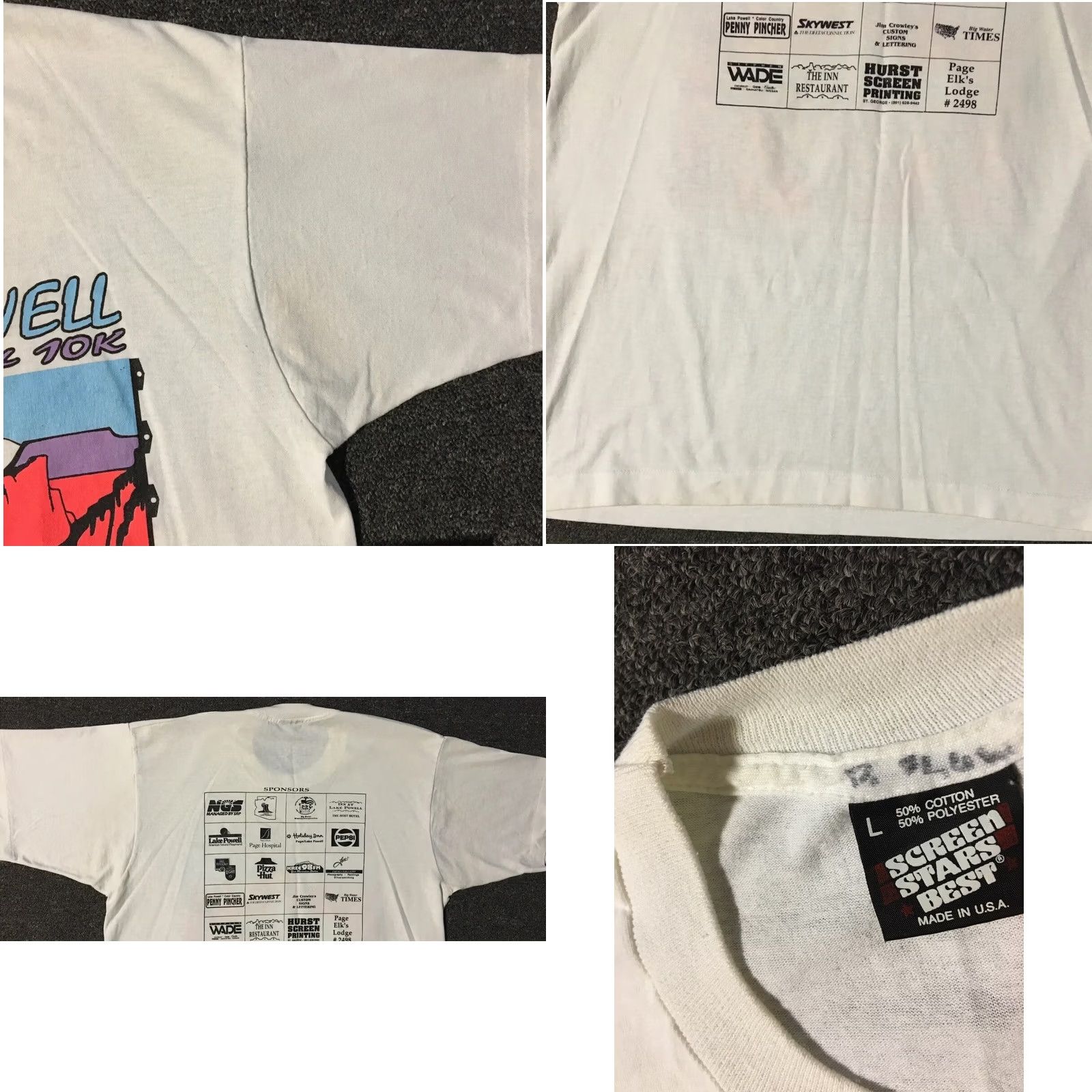 Vintage VINTAGE 90s Lake Powell Marathon Faded Shirt M Nature Art Surf Beach Grunge Track PE Single Stitch White Mens Graphic Tee"} Size US M / EU 48-50 / 2 - 8 Thumbnail