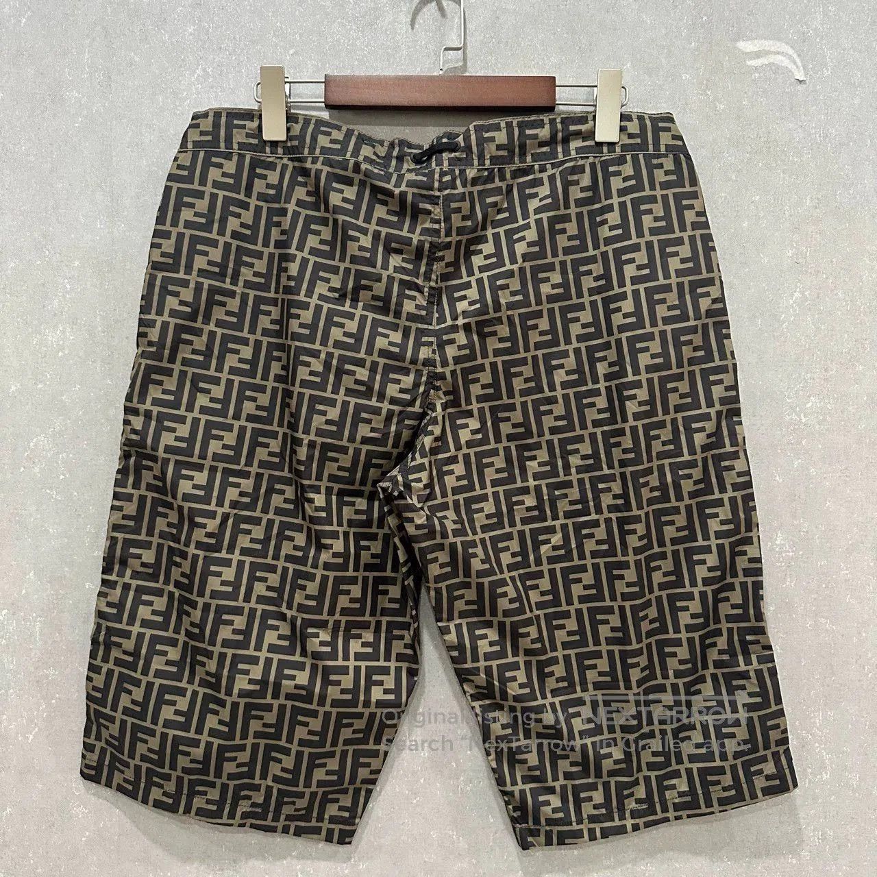 Fendi Fendi Monogram Nylon Drawstring Shorts. Size US 34 / EU 50 - 2 Thumbnail