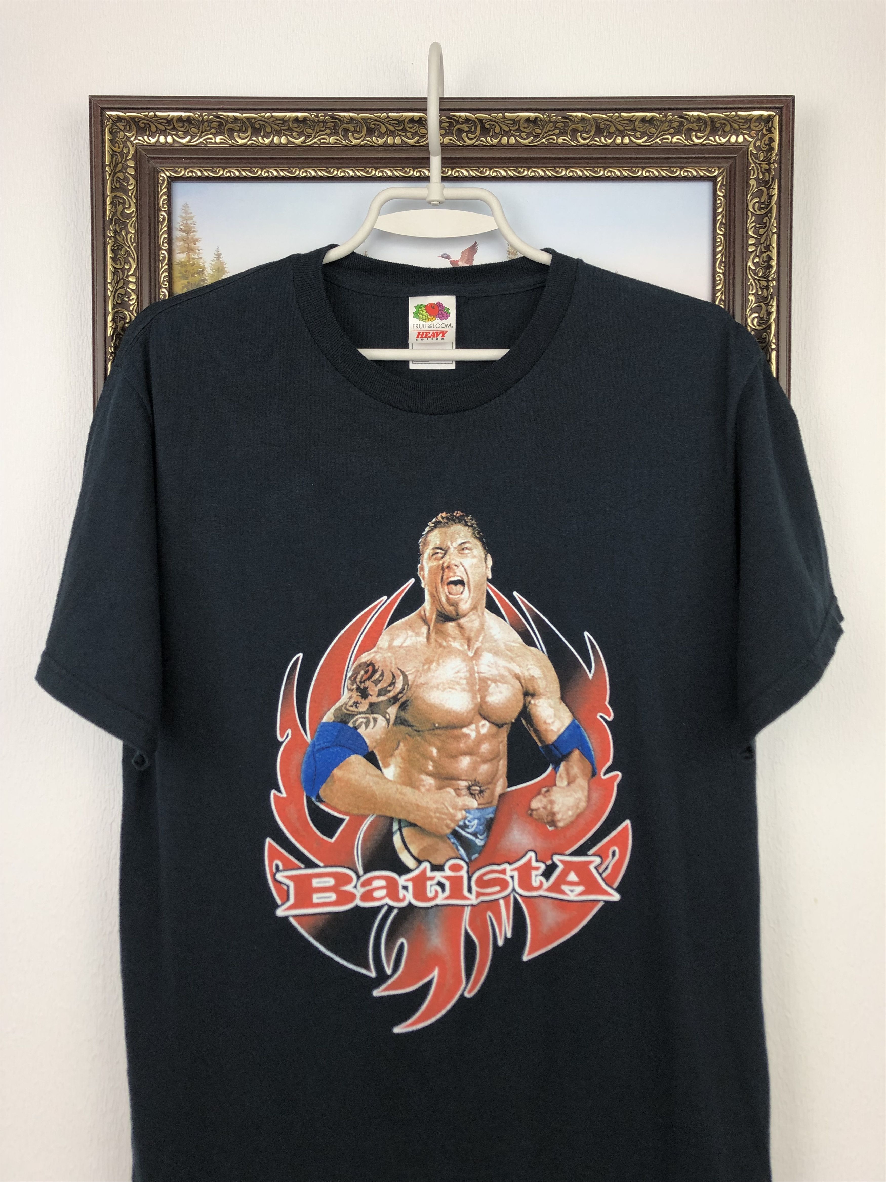 Vintage Vintage 2000's WWE WWF Batista The Animal Black Shirt Tee Size US M / EU 48-50 / 2 - 2 Thumbnail