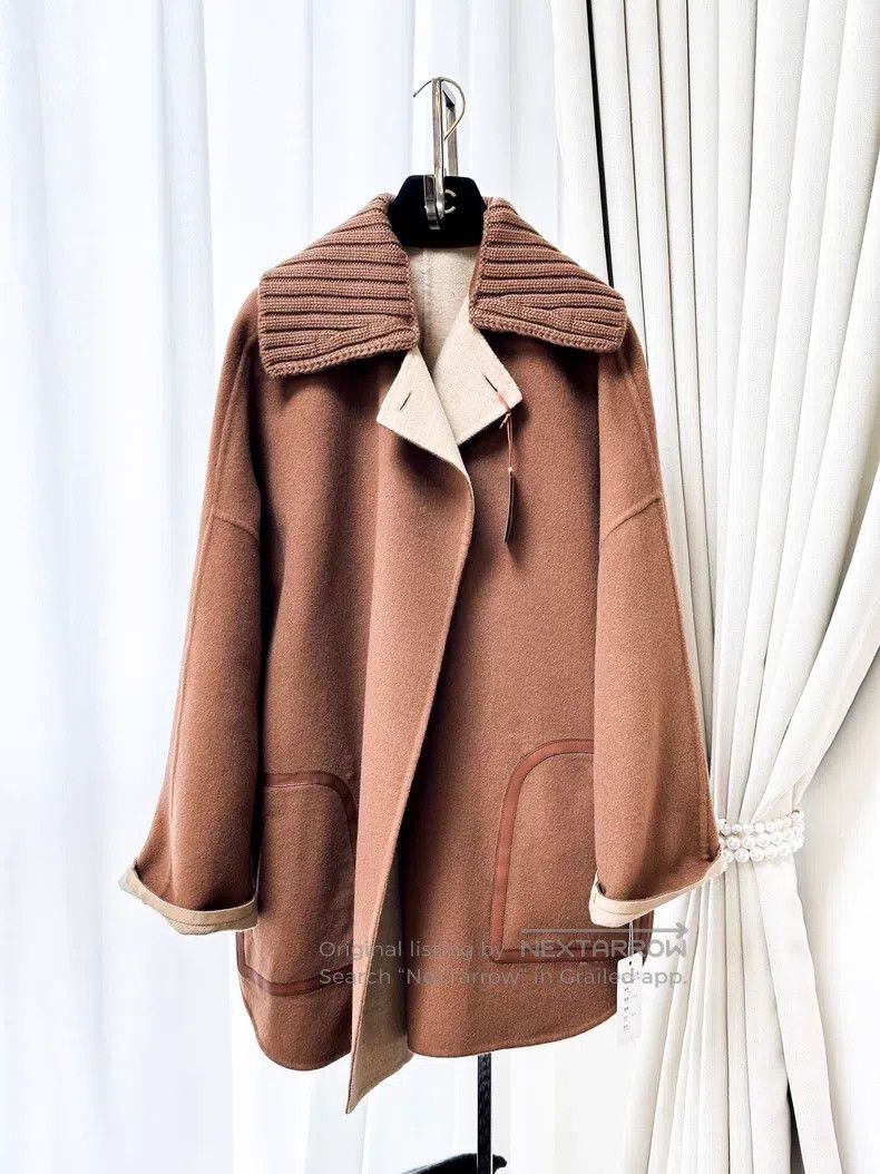 Loro Piana Loro Piana Coffee and khaki double-sided wear turn-down co Size S / US 4 / IT 40 - 2 Thumbnail
