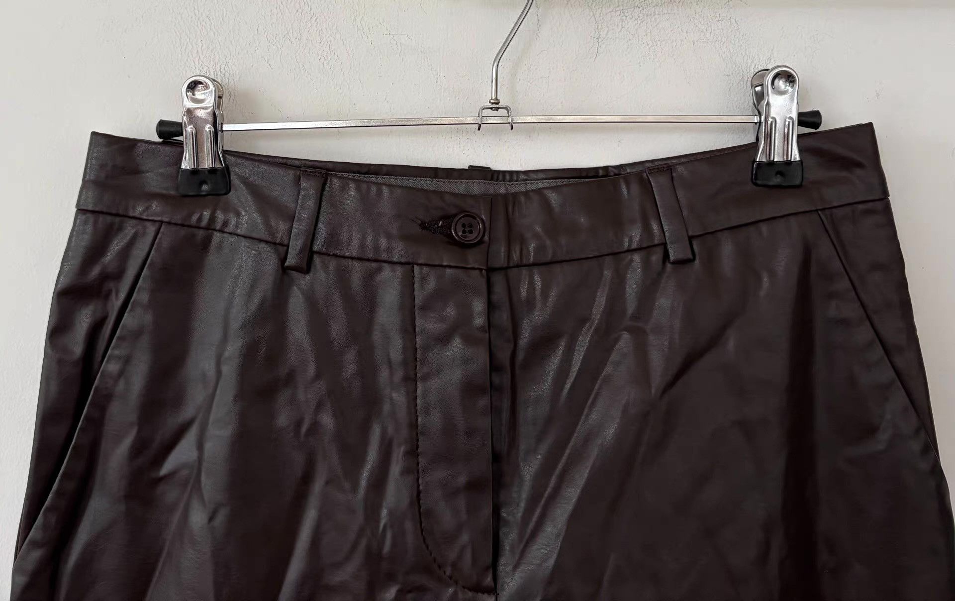 Miu Miu Miu Miu Women's Chocolate Faux Leather Pants Ｑ21 Size 40" / US 18 - 7 Thumbnail