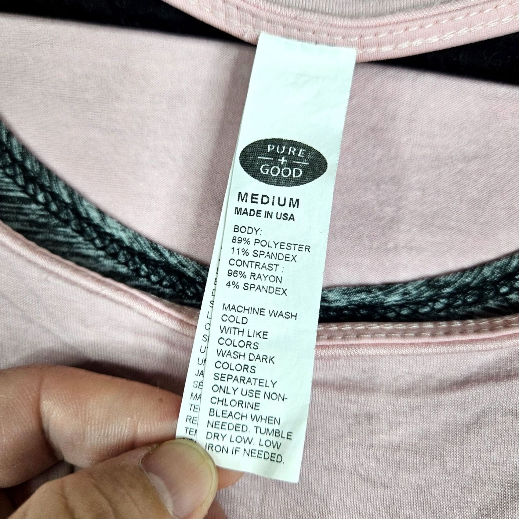 Vintage PURE GOOD Women’s Pink Gray Short Sleeve Top Size M Size M / US 6-8 / IT 42-44 - 3 Thumbnail