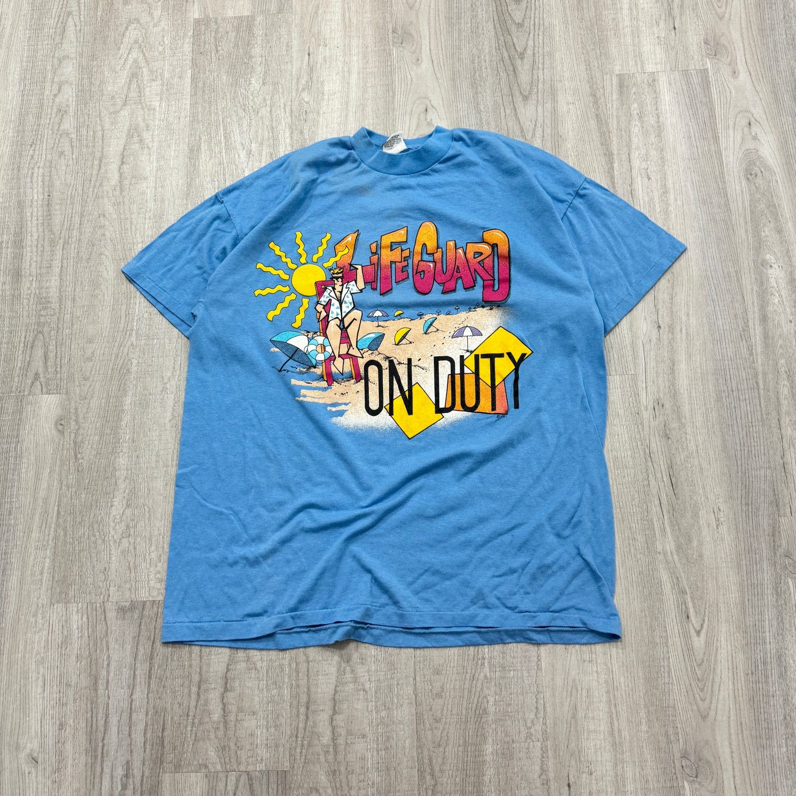 Vintage Vintage Lifeguard on Duty Shirt Men's Extra Large Blue 90s Size US XL / EU 56 / 4 - 1 Thumbnail