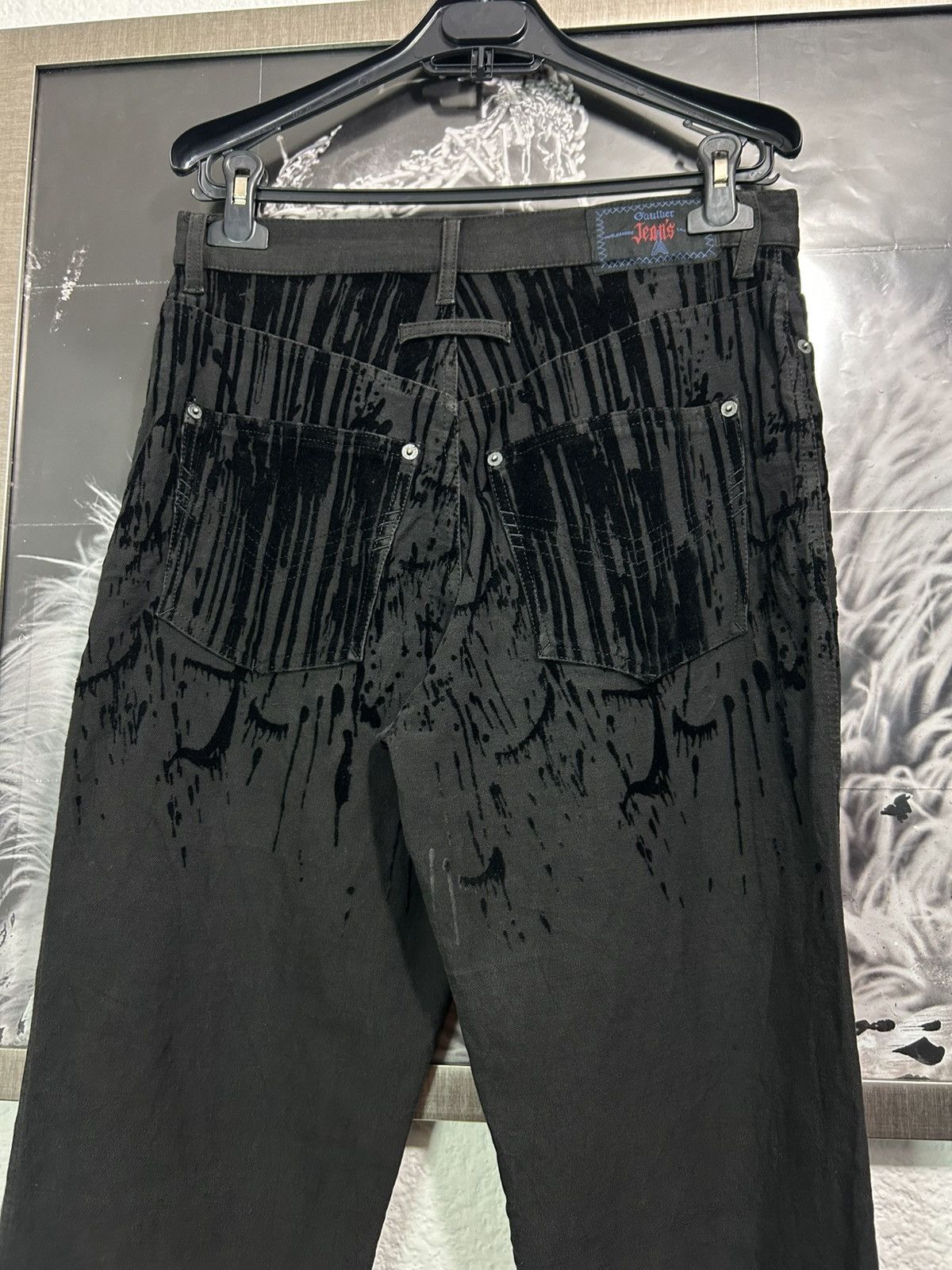 Jean Paul Gaultier 1998 Jean Paul Gaultier Velour Blood Vampire Jeans Size US 32 / EU 48 - 3 Thumbnail