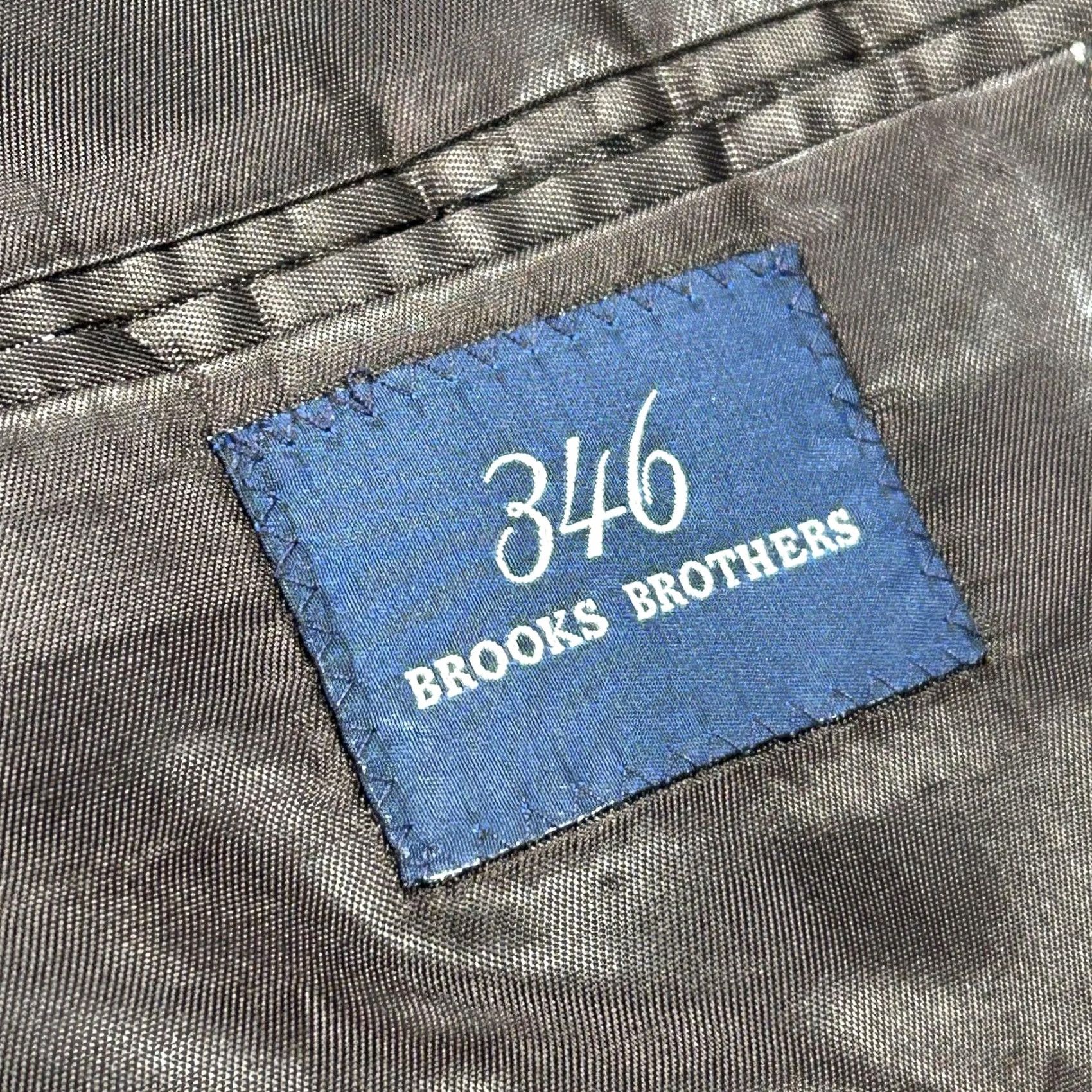 Brooks Brothers Brooks Brothers 346 Mens Blazer Sport Coat Jacket Long Wool Tweed Herringbone Brown Notch Lapel Two-Button 44L Size 44R - 4 Thumbnail
