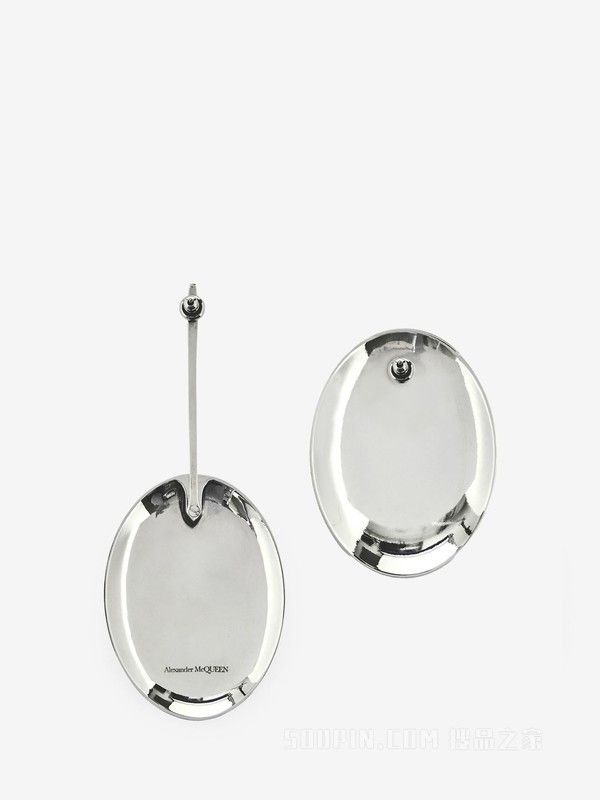 Alexander McQueen o1loc1c0625 Size:OS/Asymmetric Faceted Earrings in Silver Size ONE SIZE - 3 Thumbnail
