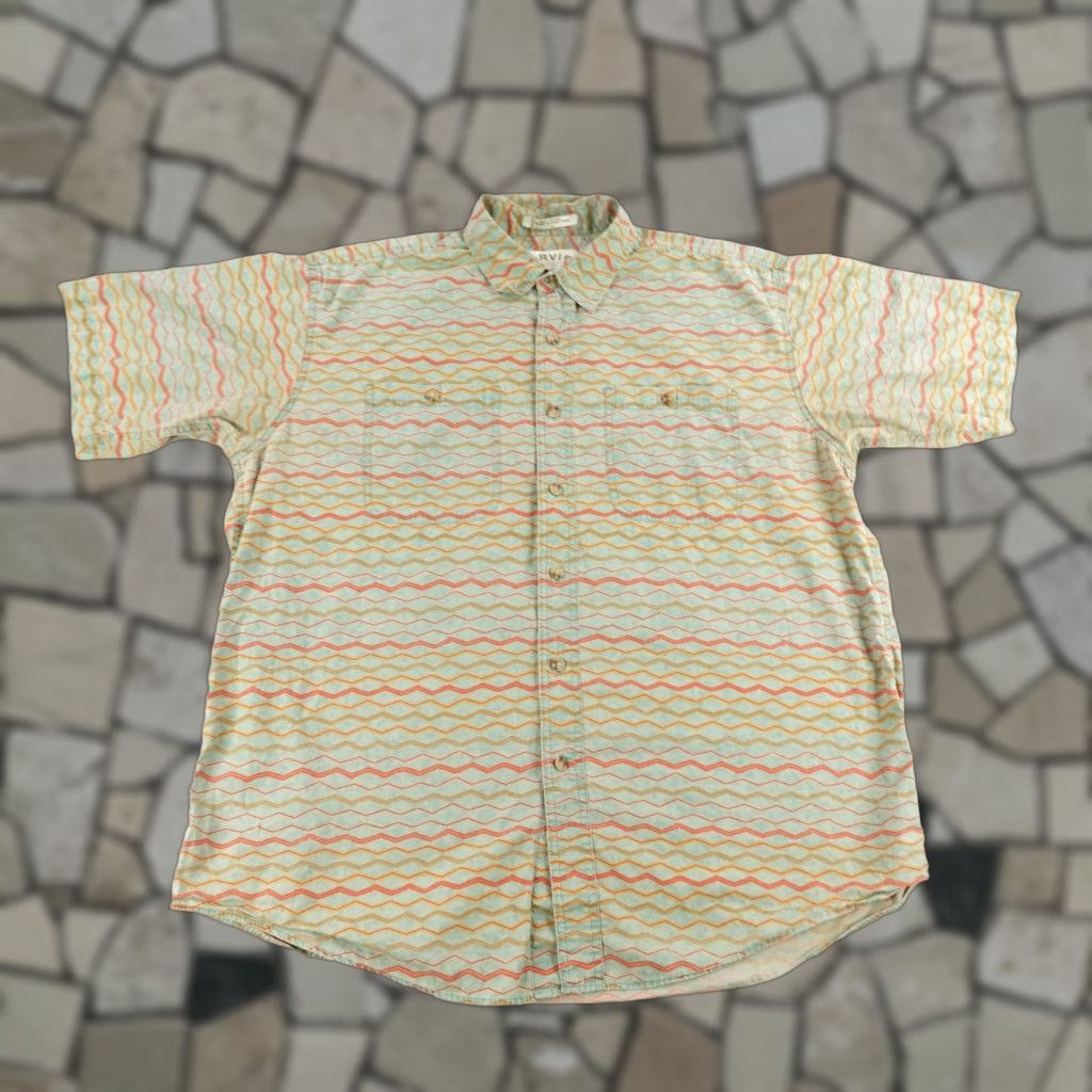 Orvis VINTAGE Orvis Shirt Men L Green Red Geometric Button Up Fishing Camping Work Size US L / EU 52-54 / 3 - 1 Thumbnail