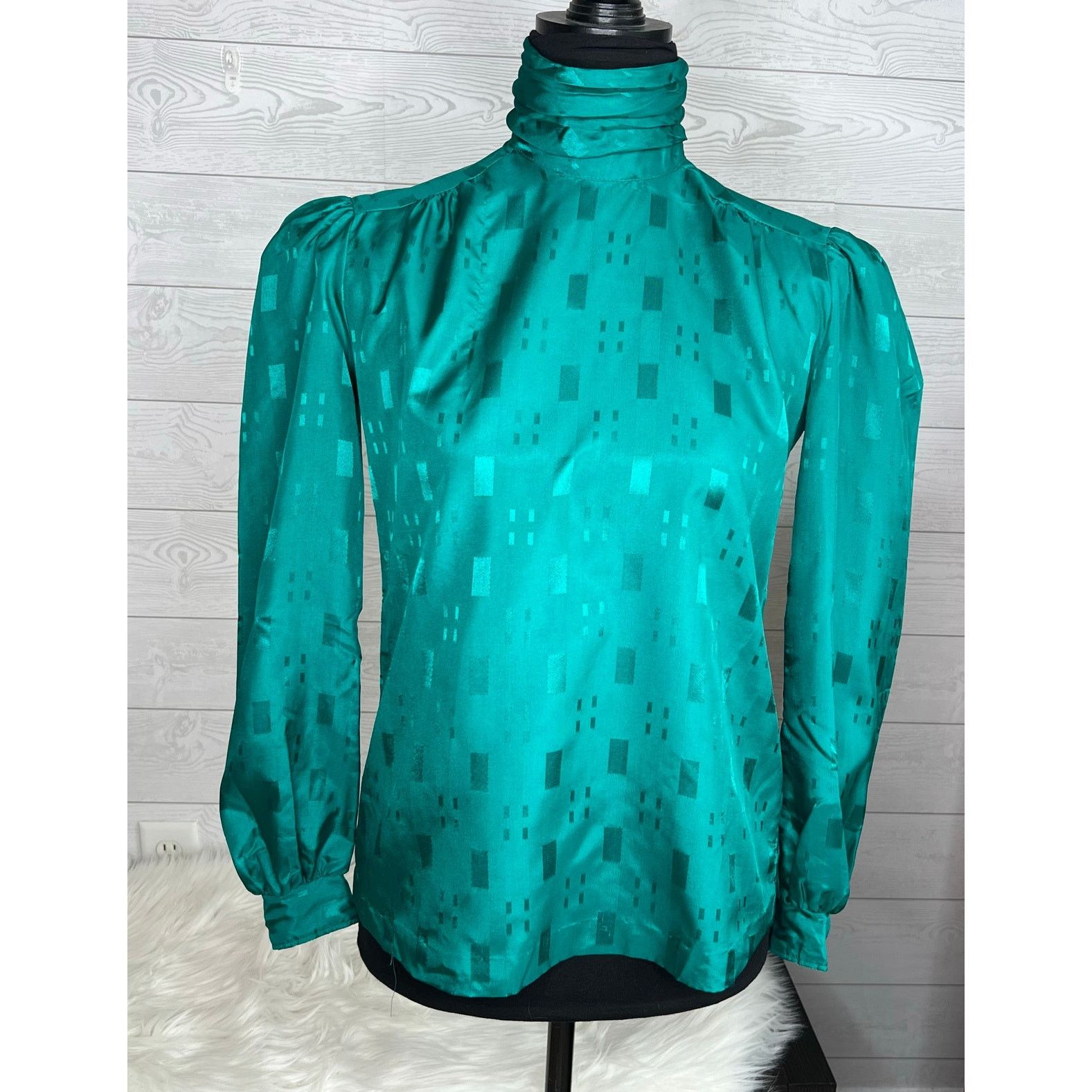 Other Avon Fashions vintage 80's green high neck blouse size 5/6 Size S / US 4 / IT 40 - 1 Thumbnail
