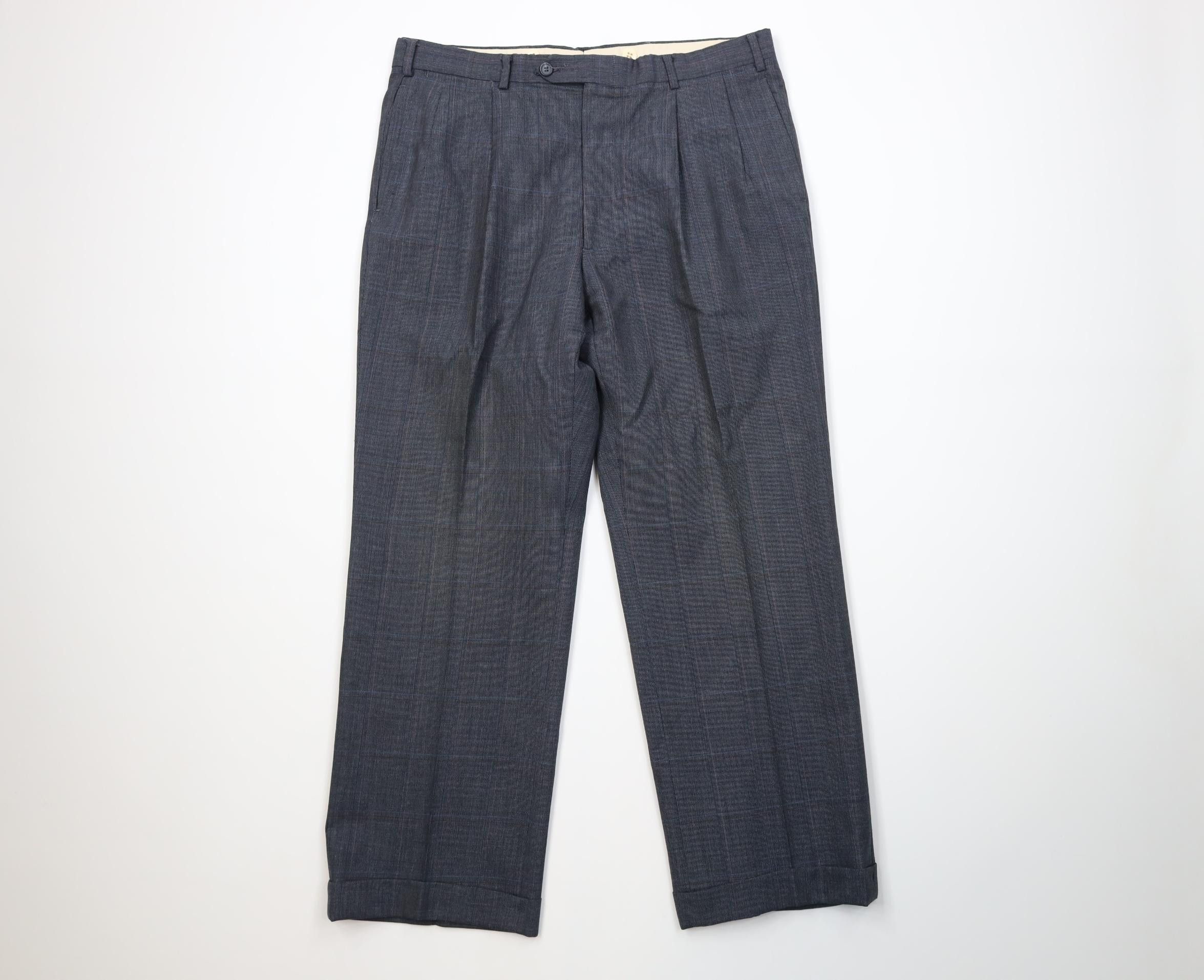 Vintage Vintage 70s Streetwear Flared Wide Leg Chino Pants Plaid USA Size US 34 / EU 50 - 1 Thumbnail
