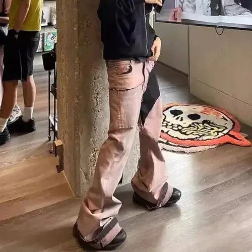 Japanese Brand Ribbons Dirty Washed Baggy Jeans Pants streetwear y2k Size US 34 / EU 50 - 3 Thumbnail