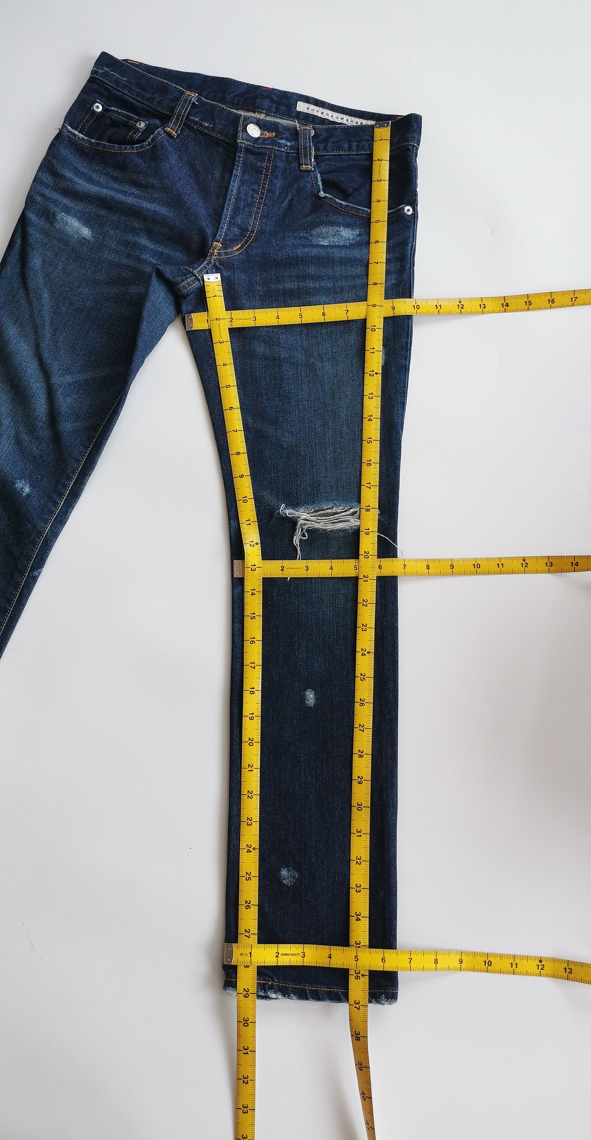 Japanese Brand Sunao Kuwahara Buckle Back Diistressed Jeans Size US 30 / EU 46 - 3 Thumbnail
