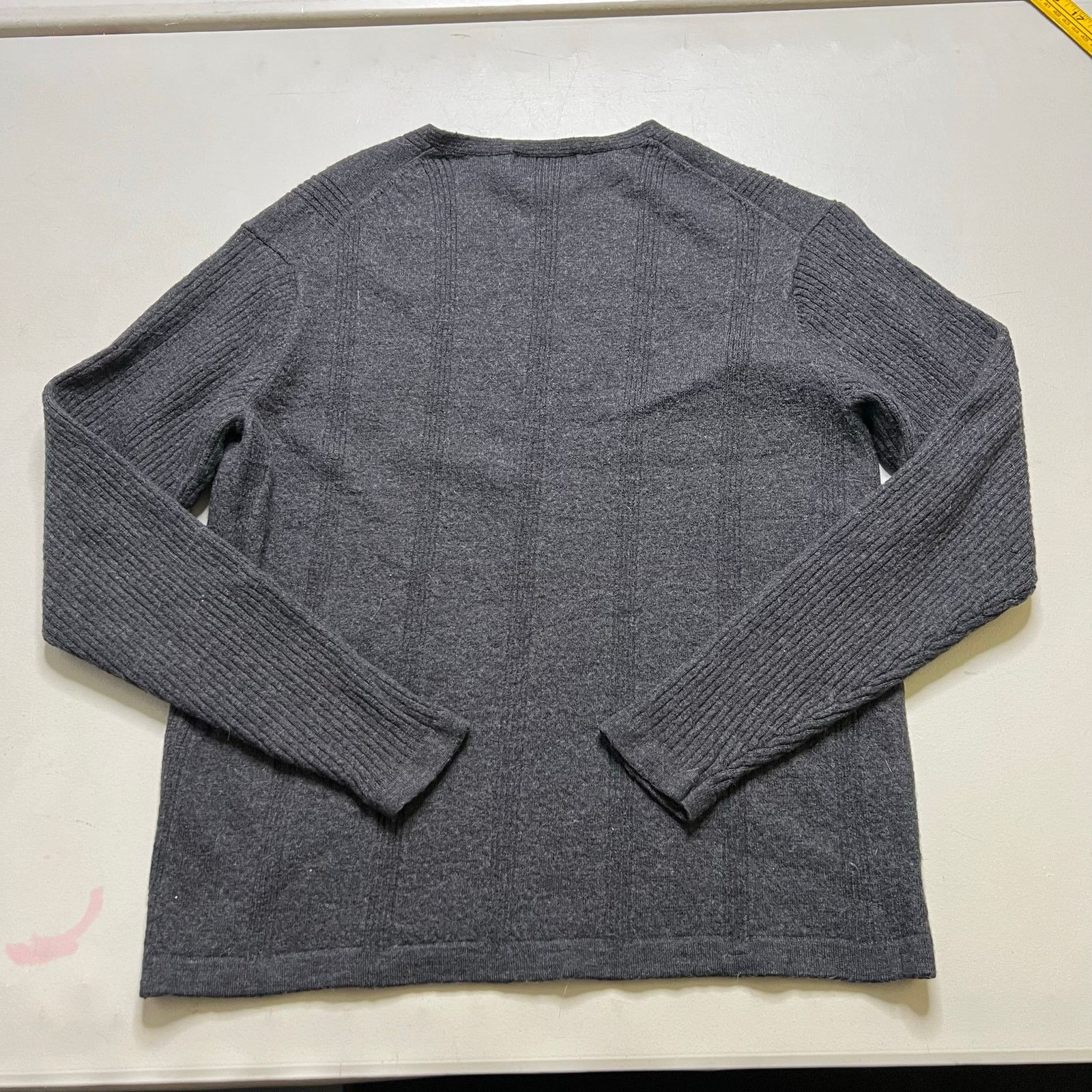 Alfani Alfani Sweater Womens M Gray Merino Wool Mark Ribbed V-neck Size US M / EU 48-50 / 2 - 6 Thumbnail