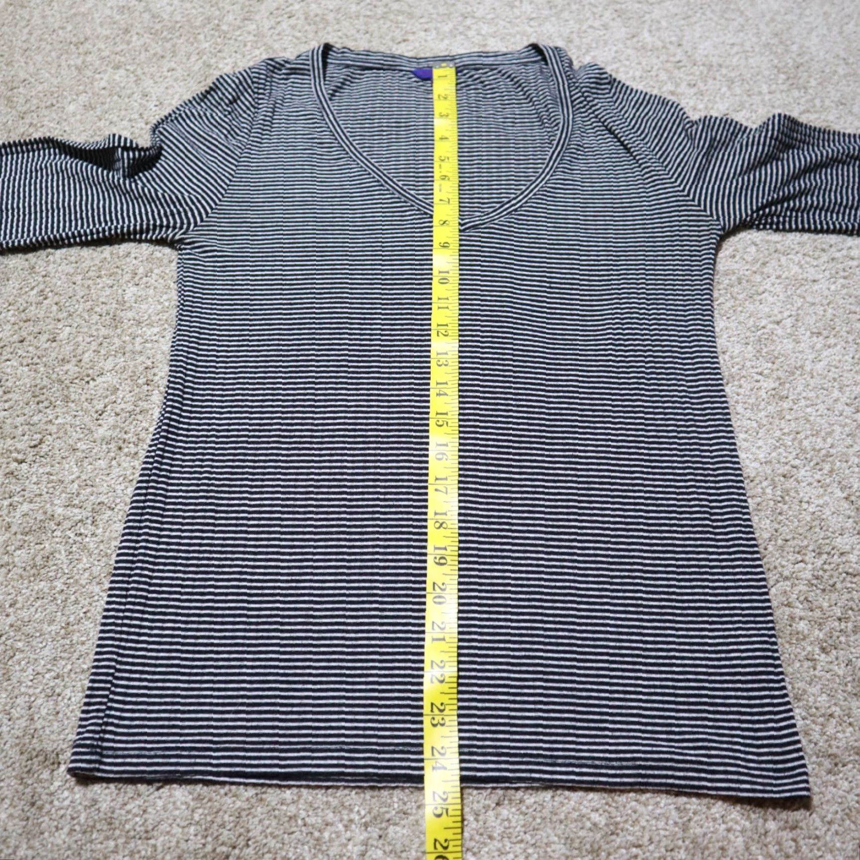Vintage Aéropostale Shirt Cropped Long Sleeve Black White Striped Scoop Neck Women XL Size XL / US 12-14 / IT 48-50 - 5 Thumbnail