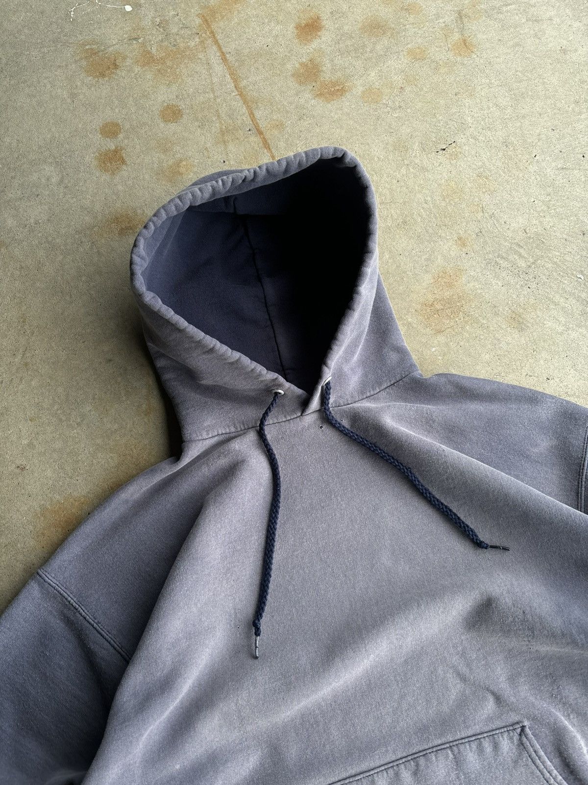 Vintage Crazy 90s Sunfaded Navy Smoke Haze Archive Hoodie A4356H Size US XL / EU 56 / 4 - 5 Thumbnail