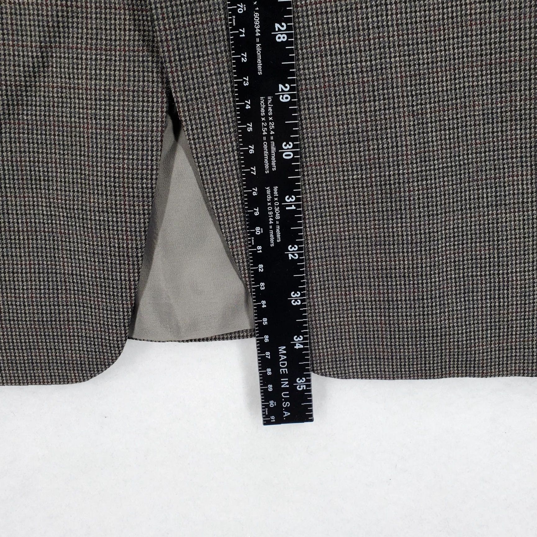 Ralph Lauren VINTAGE Lauren Ralph Lauren Blazer Mens 48L Brown Gray Wool Houndstooth Two-Button Coat Size 48R - 7 Thumbnail