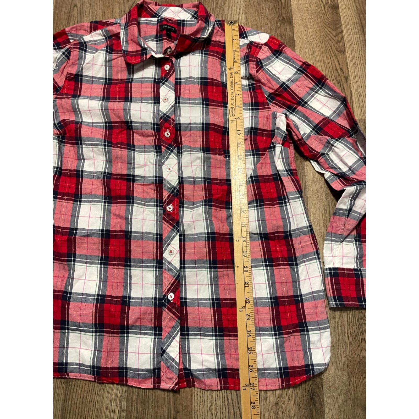 Talbots **Women's Talbots XL Red White Plaid Button-Up Long Sleeve Shirt** User: Women's Talbots XL Red White Plaid Button-Up Long Sleeve Shirt Size XL / US 12-14 / IT 48-50 - 7 Thumbnail