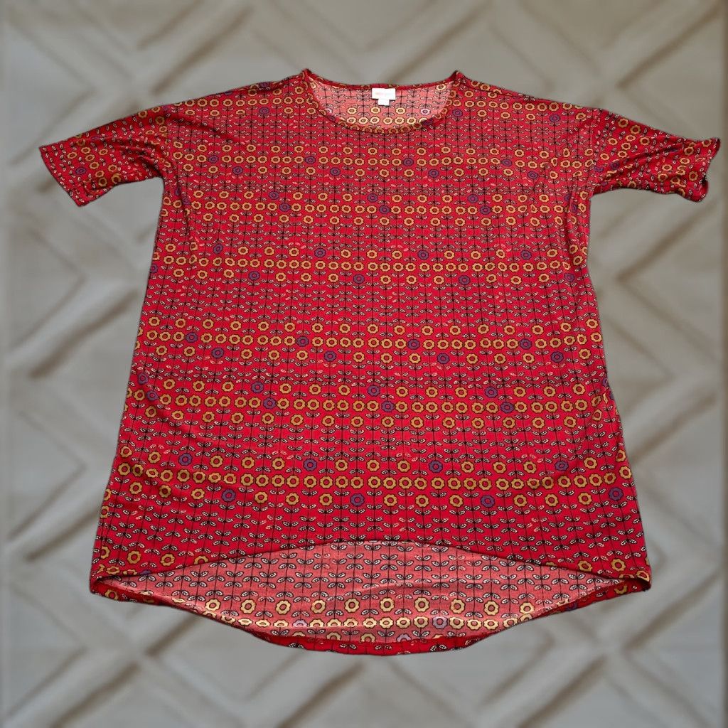 Vintage VINTAGE LuLaRoe Blouse Shirt Womens L Tunic Floral Red Crew Neck Casual Knit Lightweight Short Sleeve Modern Bohemian Size L / US 10 / IT 46 - 1 Thumbnail