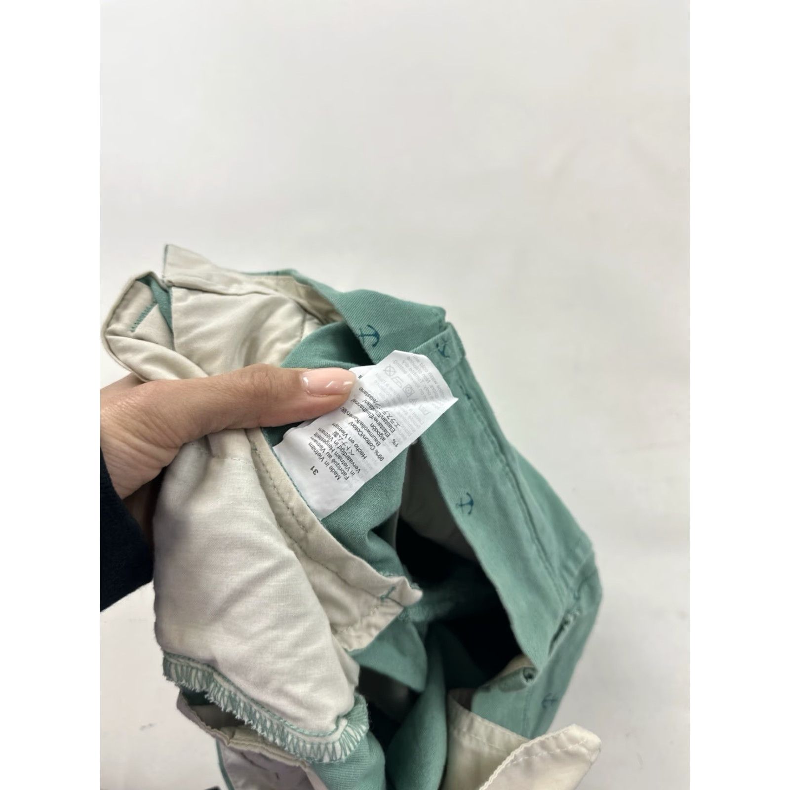 J.Crew J.Crew Shorts Men’s 31 Green Anchor Print Cotton Chino Short Casual, Travel, Regular Fit, Pockets, Canvas, Green, 31, Men Size US 31 - 4 Thumbnail