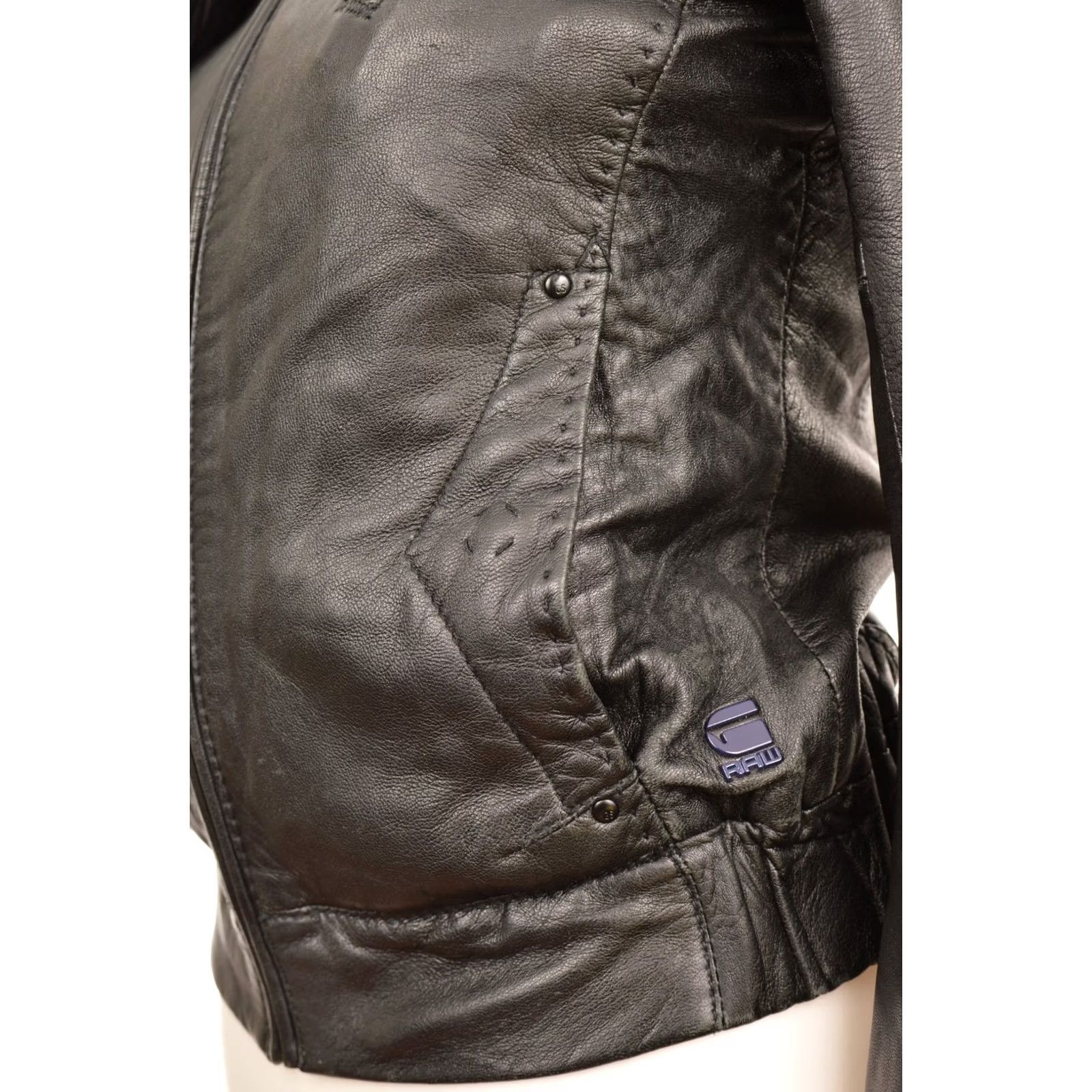 G-Star G-Star Raw CL Midnight Short Biker Leather Jacket XS Women - DDP, Black, Leather, Biker, Size XS, Vintage? Size 26" / US 2 / IT 38 - 5 Thumbnail