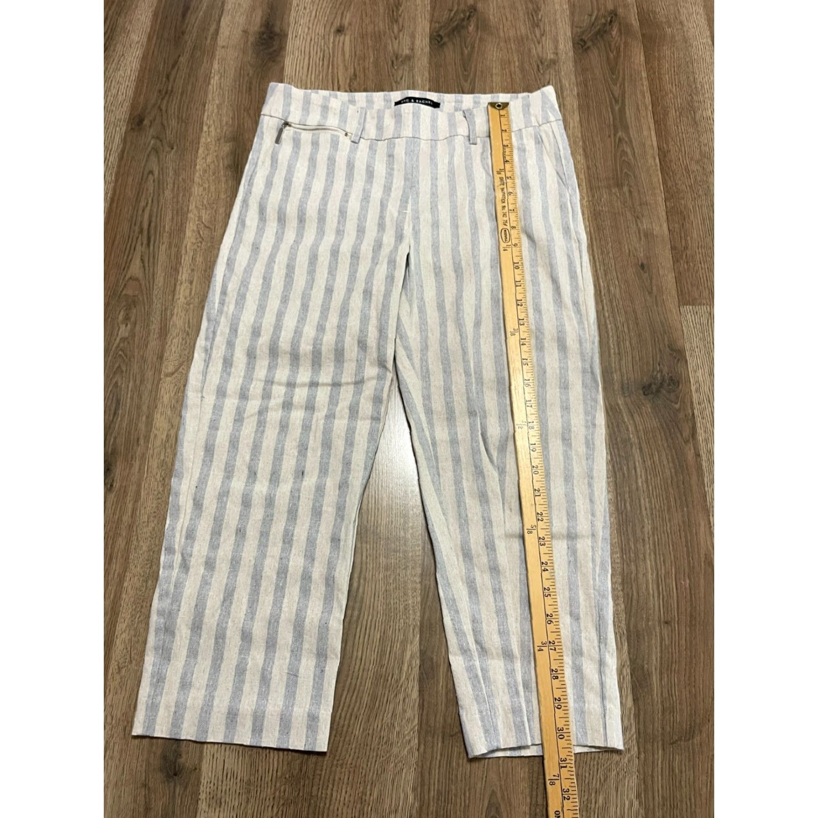 Vintage Zac & Rachel Pants Women's 8 Capris Pull On Striped Blue White Casual Size 30" / US 8 / IT 44 - 5 Thumbnail