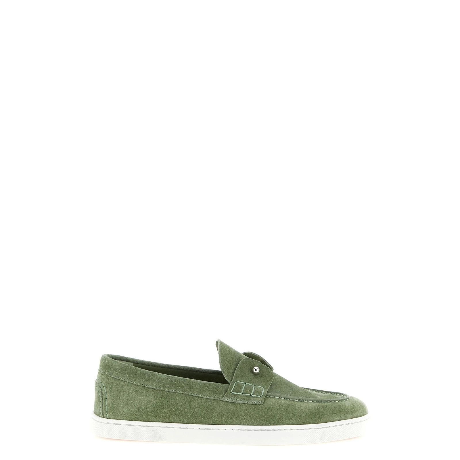 CHRISTIAN LOUBOUTIN Chambeliboat Green Suede Loafers New & A