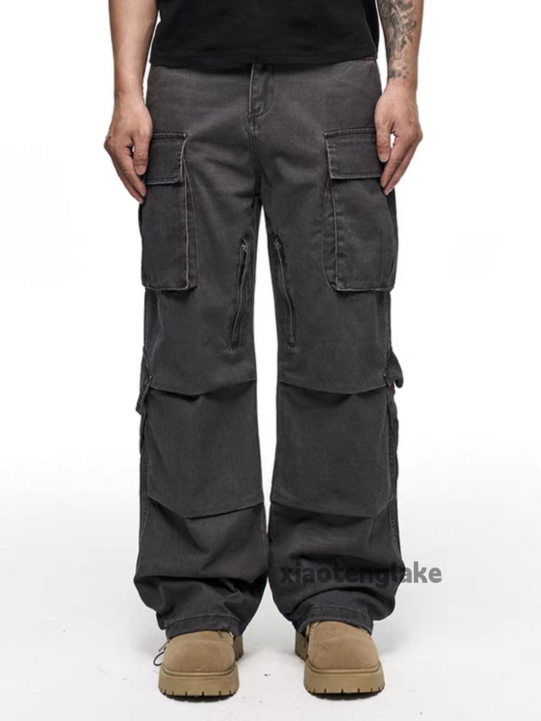 Designer Unisex outdoor utility faded loose baggy hiphop cargo pants Size US 32 / EU 48 - 3 Thumbnail