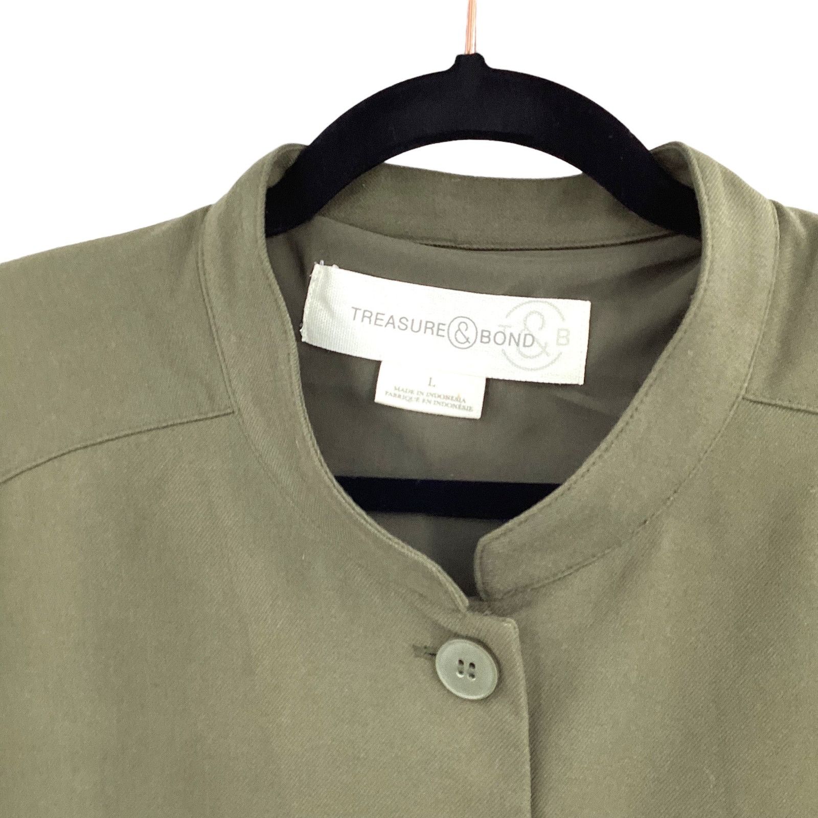 Treasure & Bond Treasure & Bond Green Button Up Utility Shacket Large NWOT Size L / US 10 / IT 46 - 3 Thumbnail