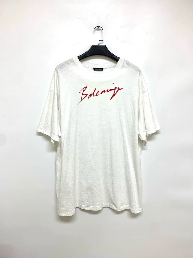 Balenciaga Balenciaga Chest Script Logo Short Sleeve Tee - dmc Size US S / EU 44-46 / 1 - 1 Thumbnail