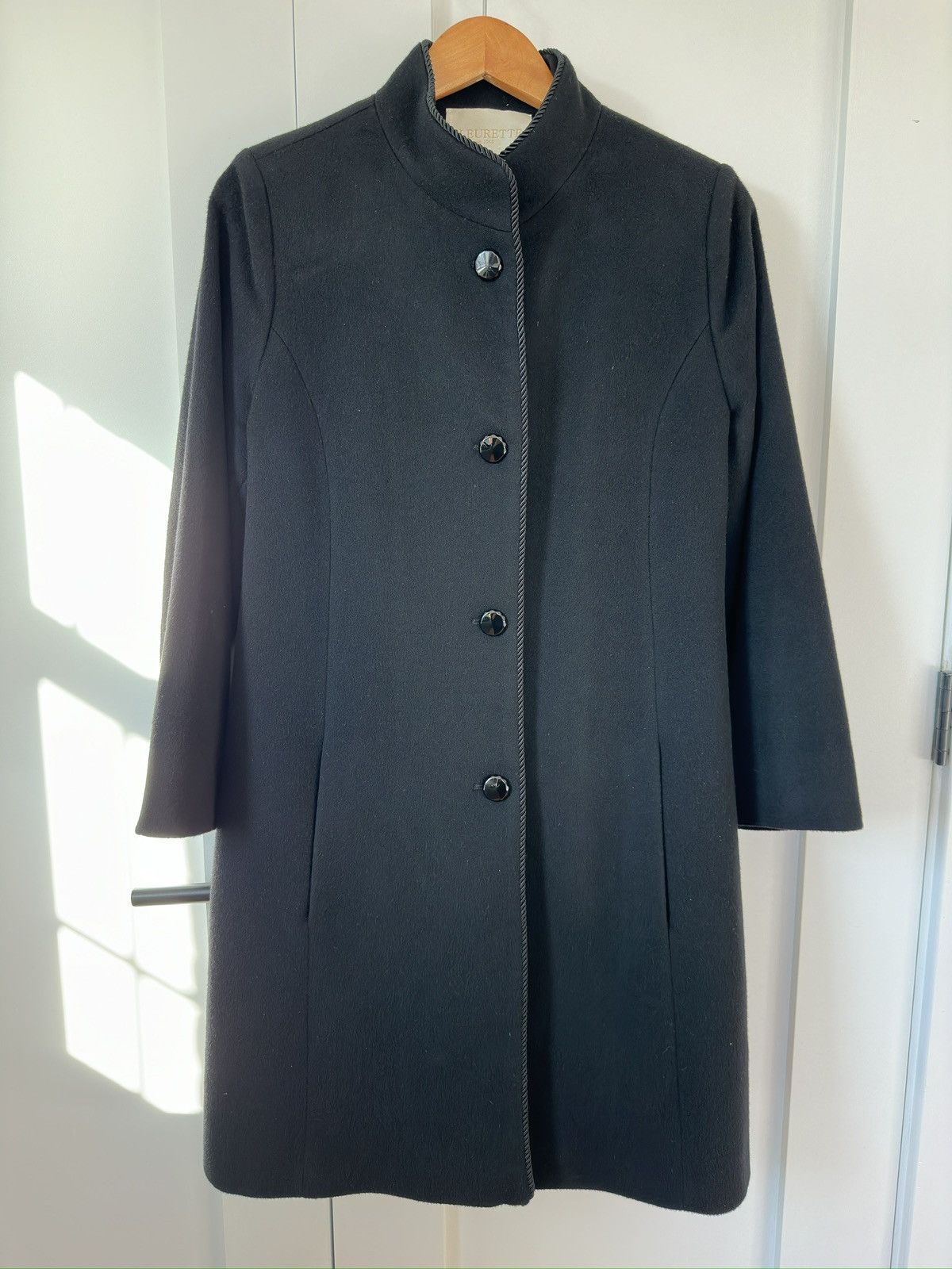 Loro piana black wool cashmere blend coat