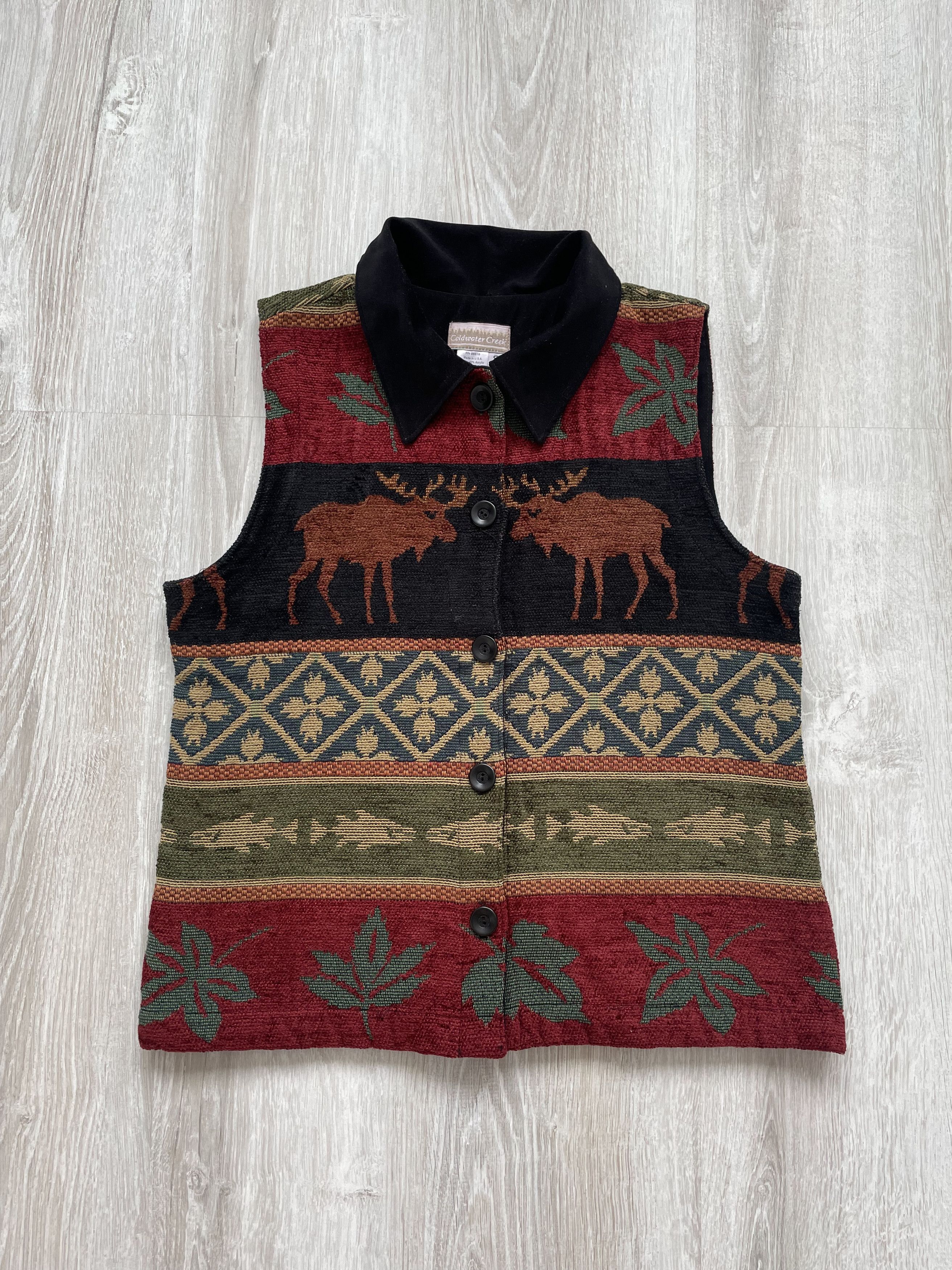 Vintage Vintage 90s Coldwater Creek Animal Knit Vest Size S / US 4 / IT 40 - 1 Thumbnail