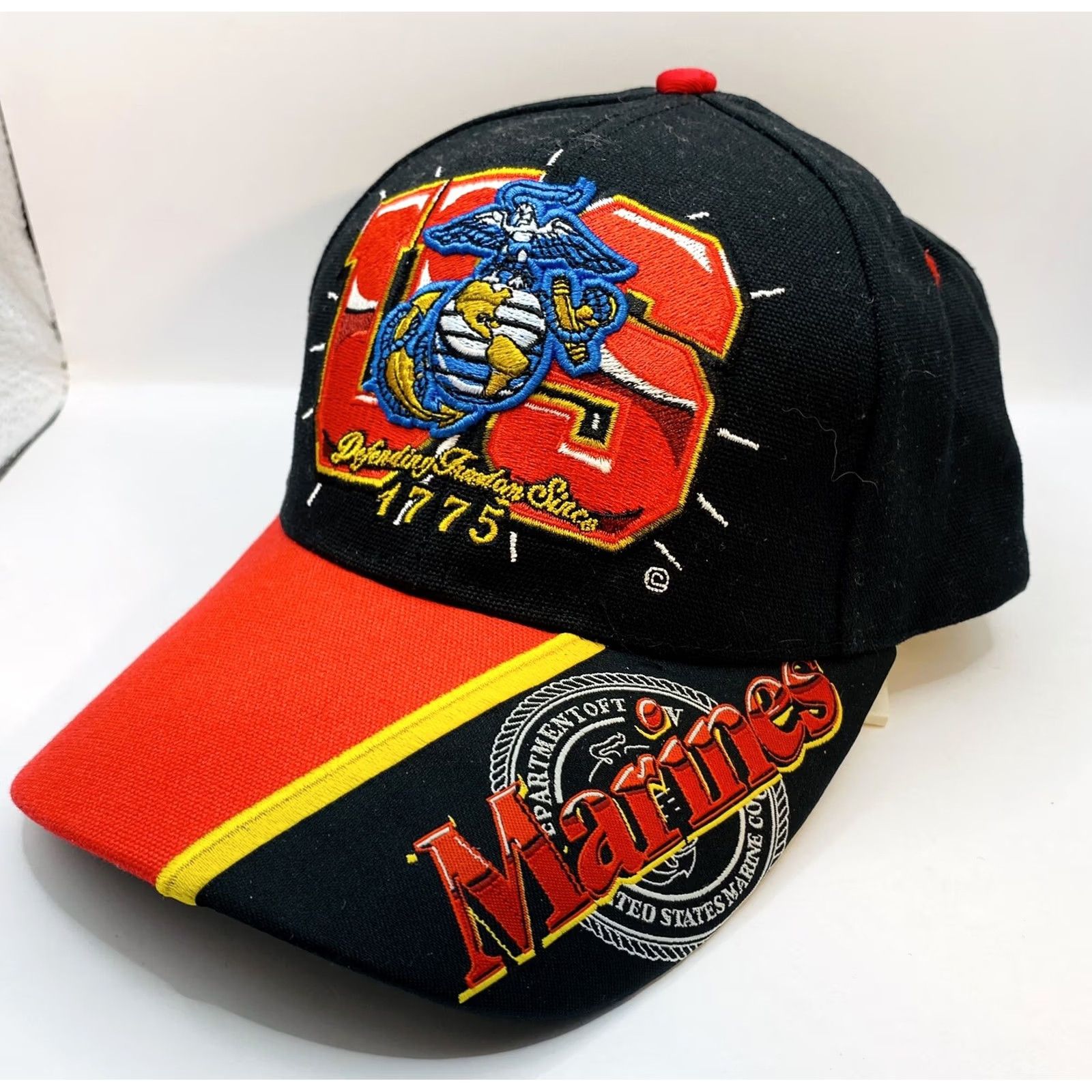 Vintage US Marines Hat Men One Size Adjustable Black Cotton Baseball Cap Logo 100% Cotton Vintage N/A Size ONE SIZE - 2 Thumbnail