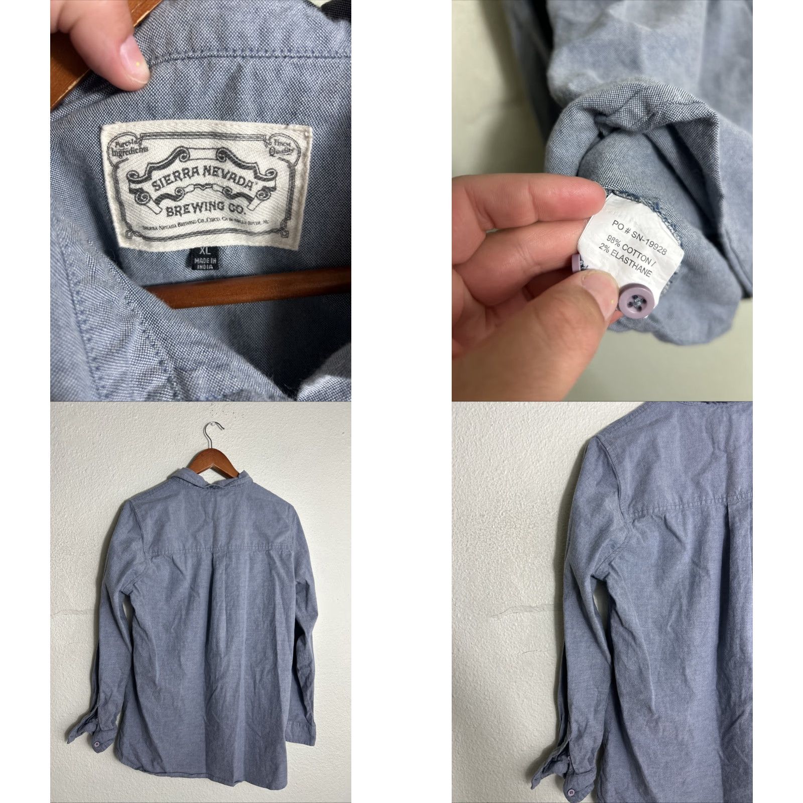 Vintage Sierra Nevada Women’s XL Long Sleeve Button Up Shirt Blue Chambray Size XL / US 12-14 / IT 48-50 - 8 Thumbnail