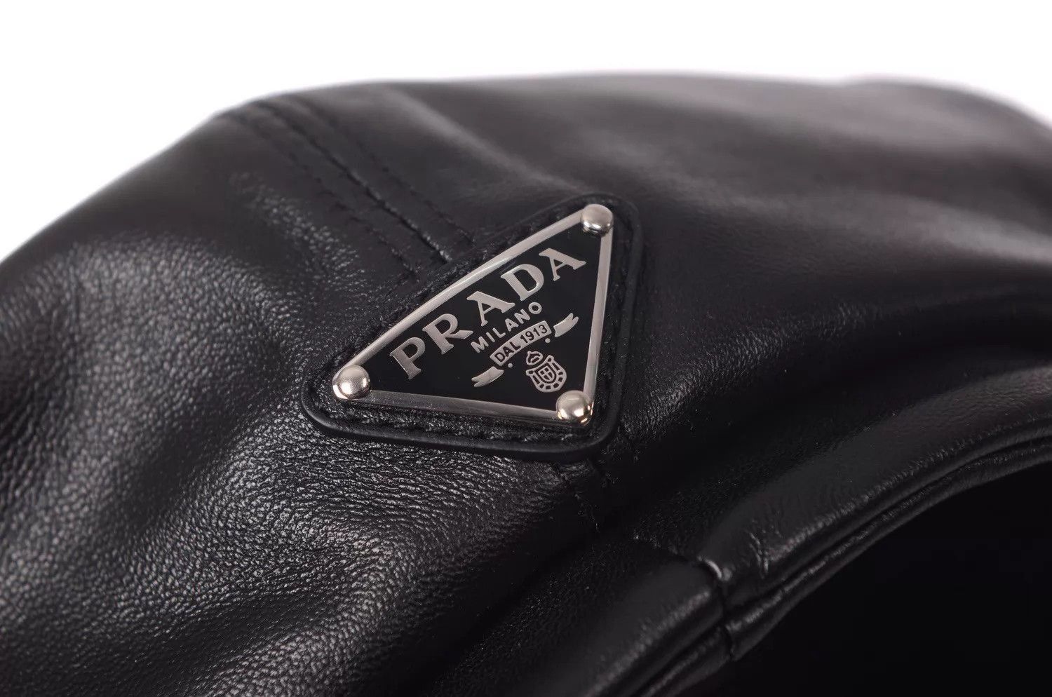 Prada Black Leather sboy Cap Size ONE SIZE - 3 Thumbnail
