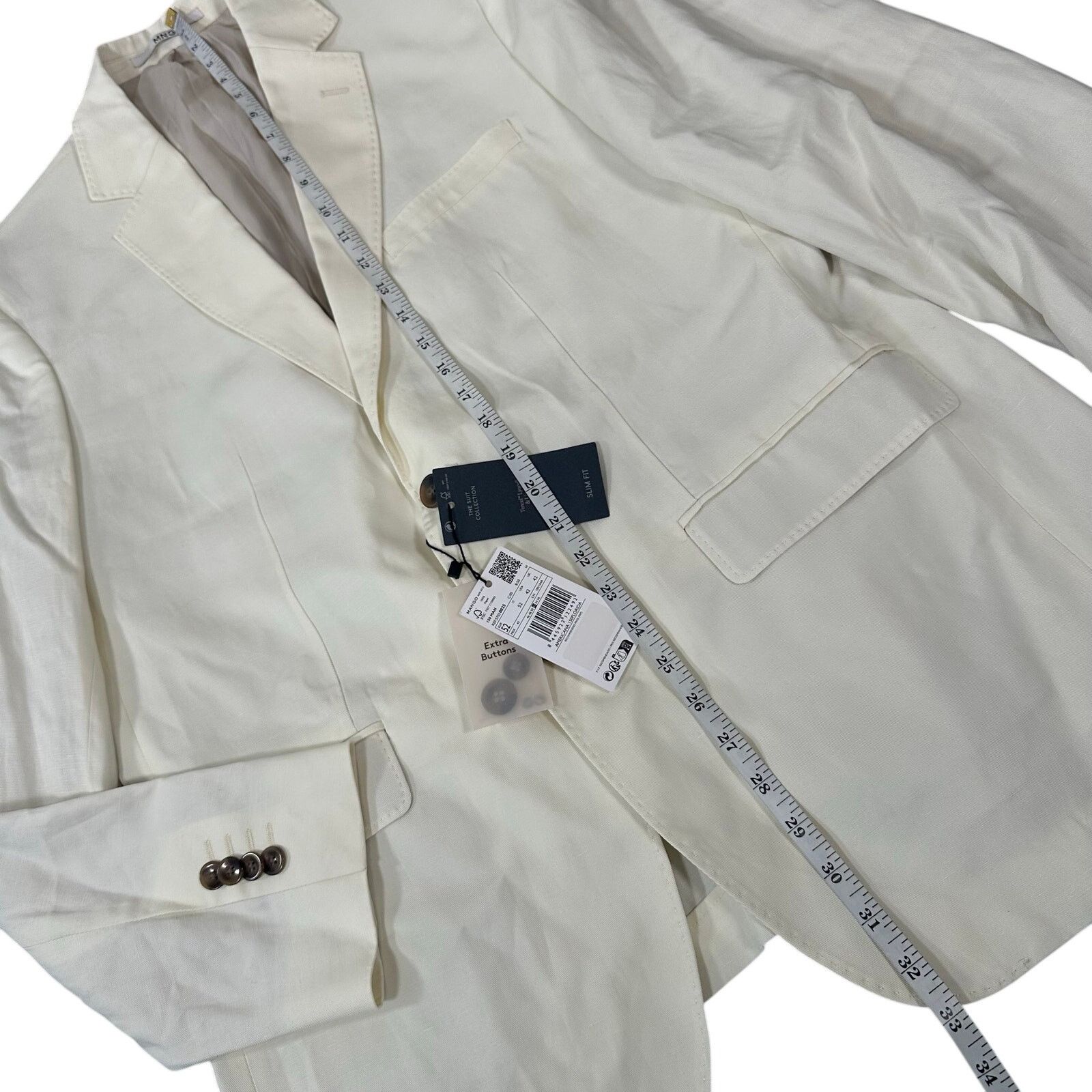 Mango Mango MNG Florida 100% Linen Slim Fit Suit Blazer Size 42 Size 42R - 4 Thumbnail