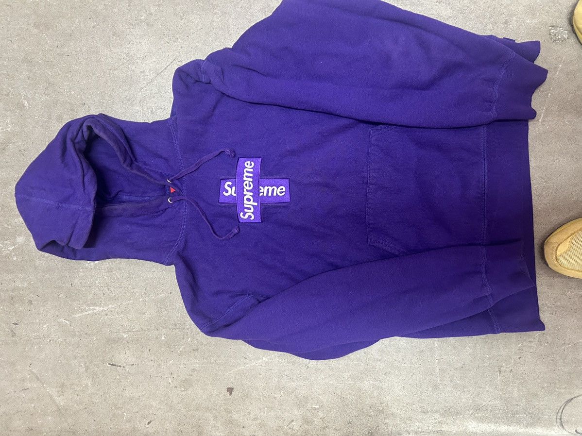 Supreme cross box logo hooded sweatshirt purple sale