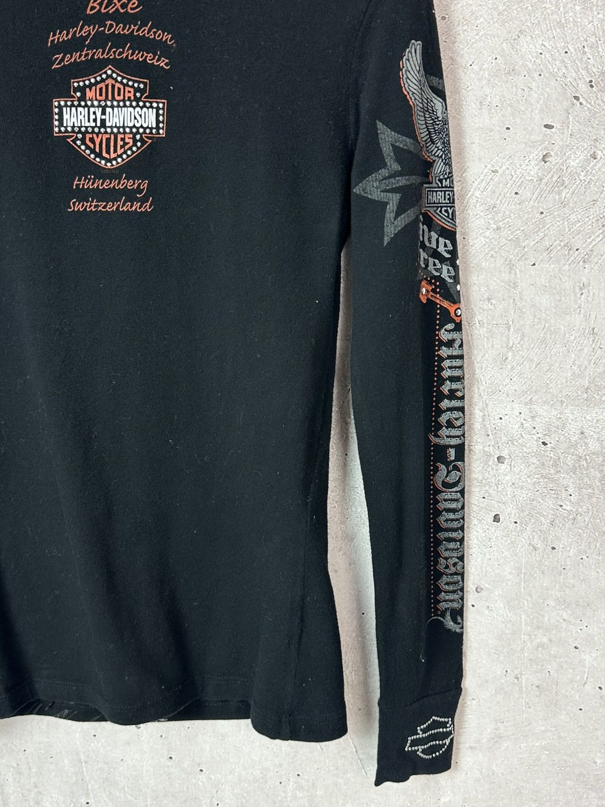 Harley Davidson Vintage Harley-Davidson Rare Printed Black Long Sleeve Size S / US 4 / IT 40 - 8 Thumbnail