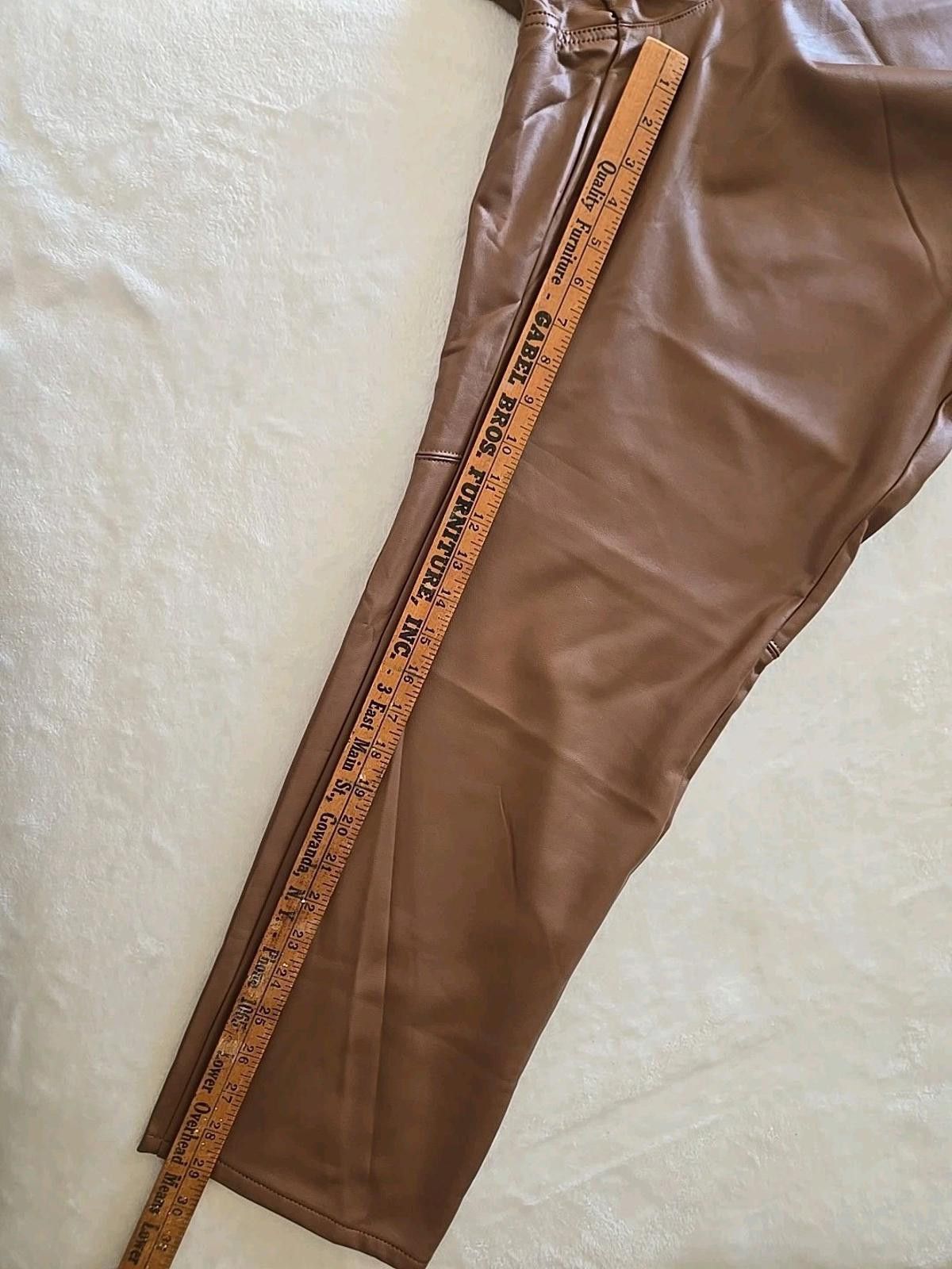 Other NWT J. Jill Womens Brown Pull On Faux Leather Pants Size 3X Size 42" / US 20 - 6 Thumbnail