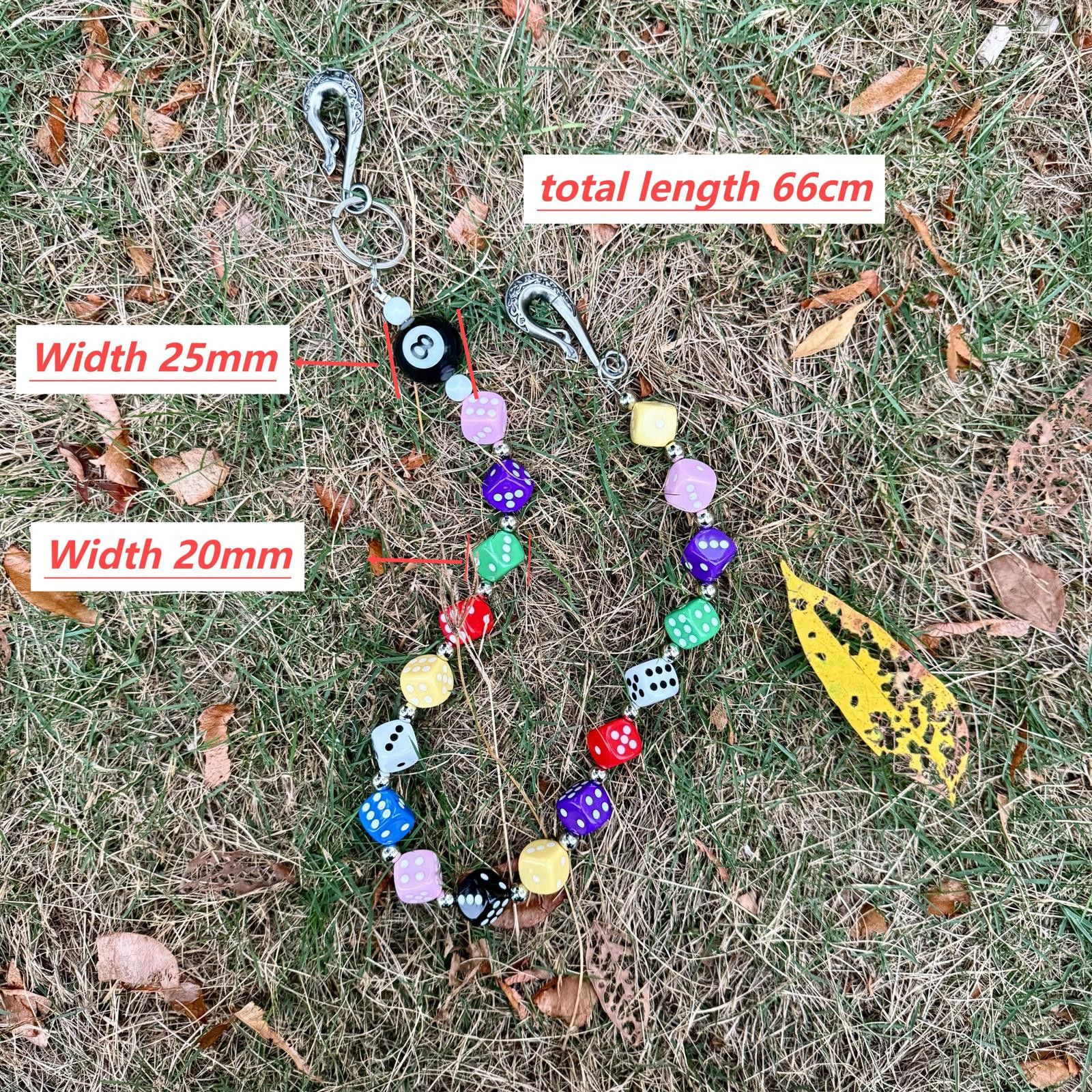 Jewelry Colorful Dice Chain Keyring Clip, Funky Accessory Size ONE SIZE - 3 Thumbnail