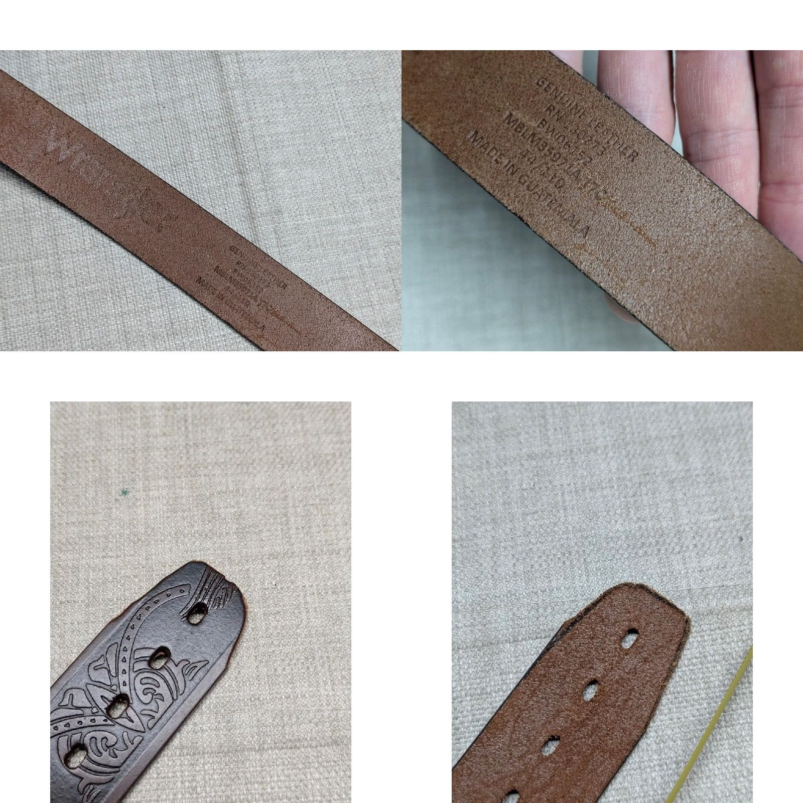 Wrangler VINTAGE TOOLED leather belt EAGLE rodeo 40 brown WESTERN cowboy WRANGLER Size 40 - 8 Thumbnail