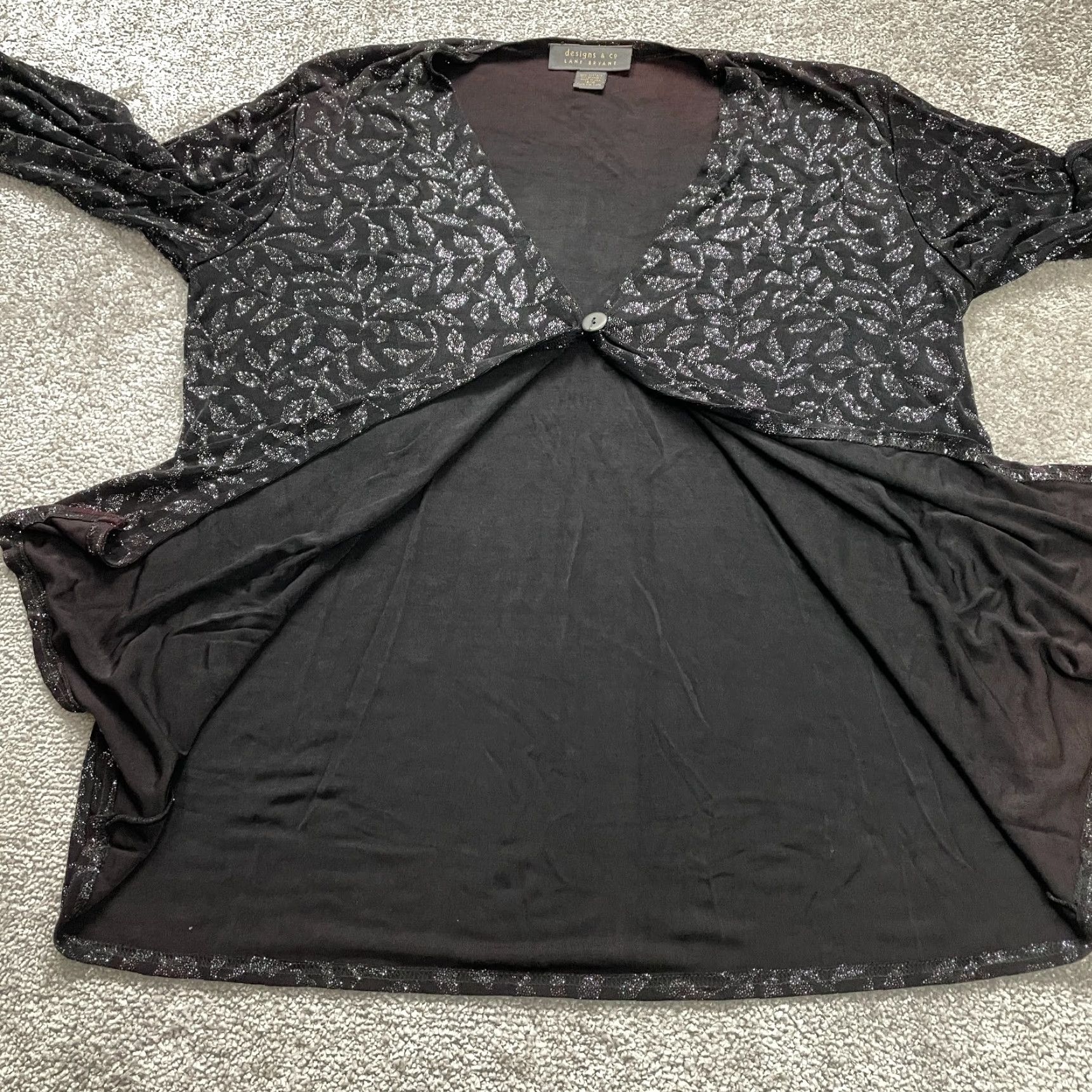 Vintage VINTAGE Lane Bryant Women's Blouse Shirt Casual Long Sleeve Floral 14 Black Size XL / US 12-14 / IT 48-50 - 5 Thumbnail