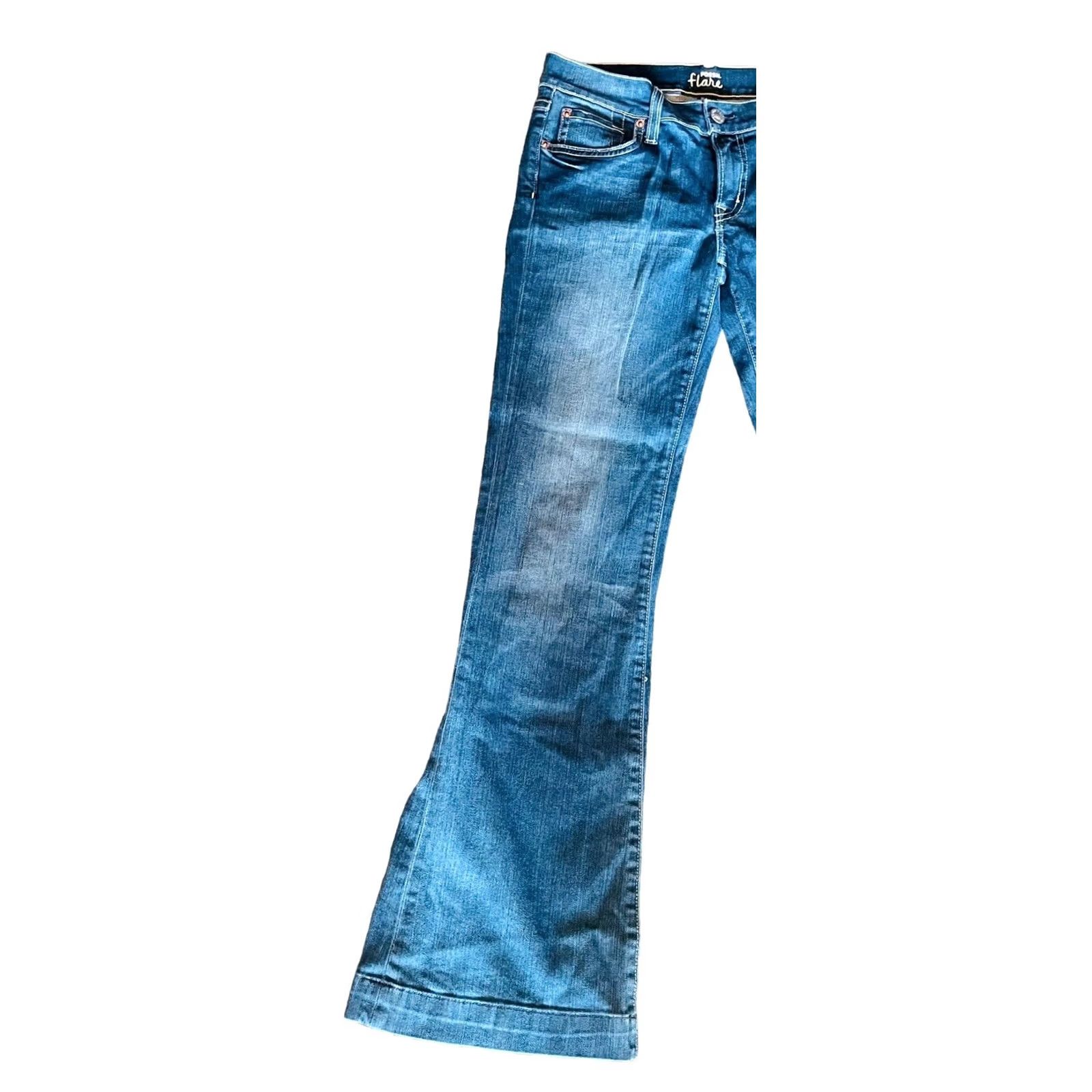 Fossil Fossil Flare Jeans Women Blue 27 Denim 5-Pocket Mid Rise Inseam 32 USA Made Size 27" / US 4 / IT 40 - 2 Thumbnail